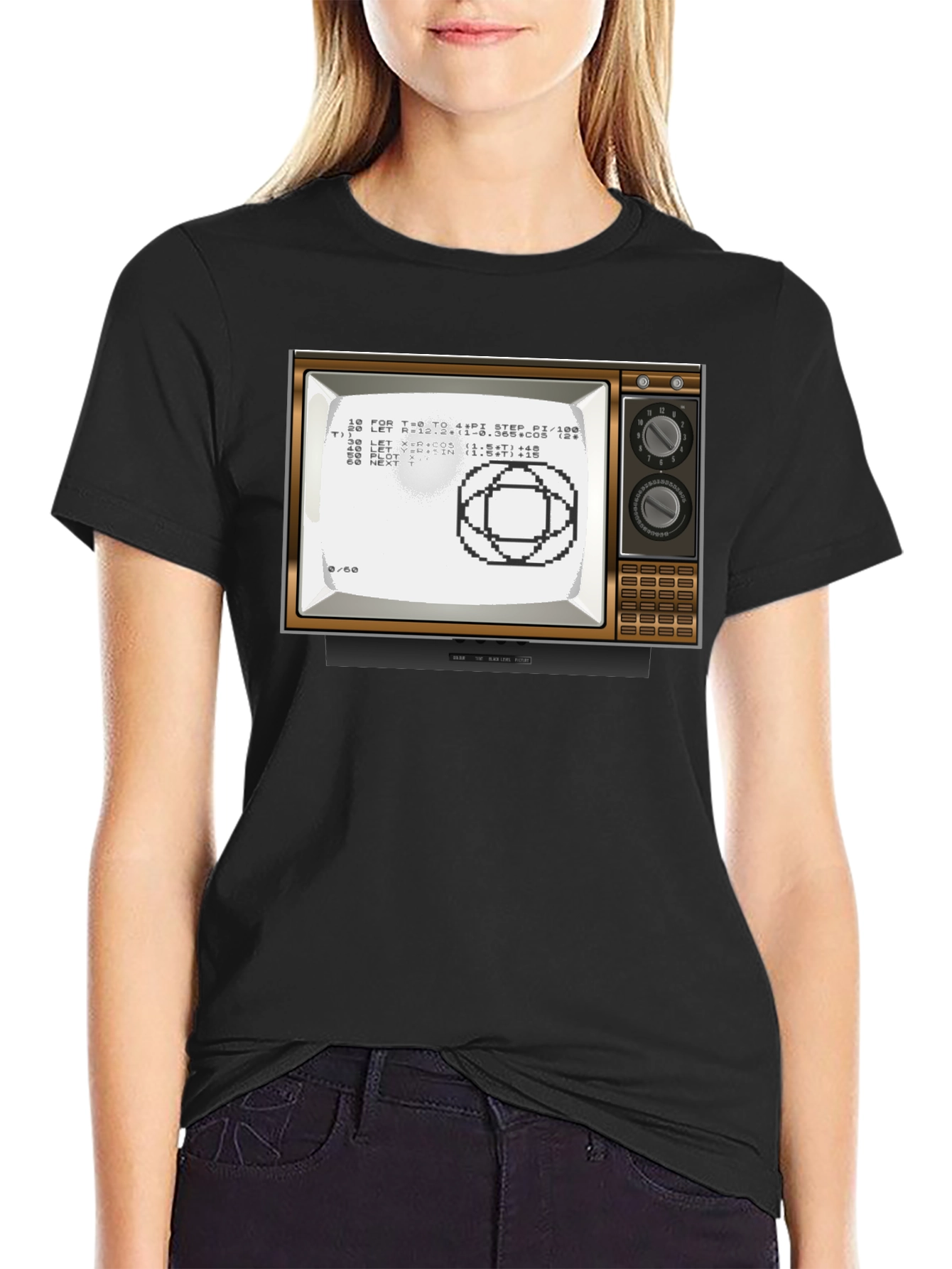 Black Retro Computer TV Graphic Tee - Programmer Shirt view 2