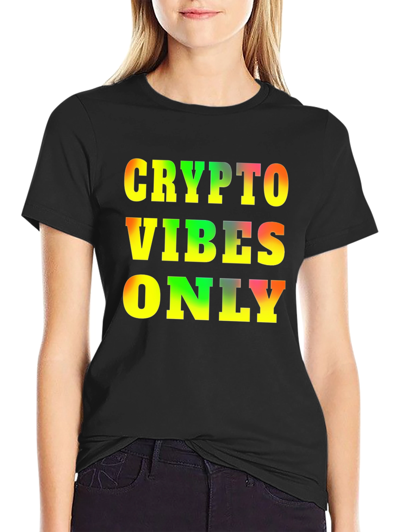 Black Crypto Vibes Only T-Shirt - Bold Graphic Tee view 2