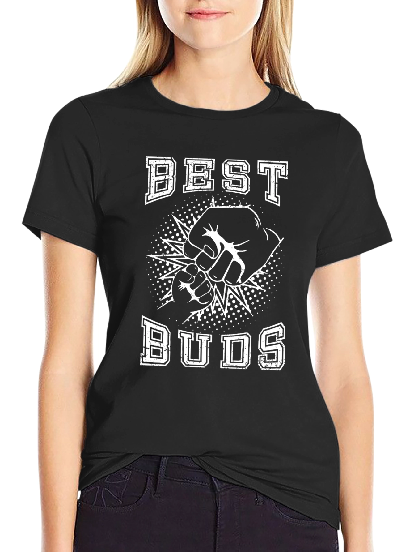 Black Best Buds Graphic Tee - Friendship T-Shirt view 2
