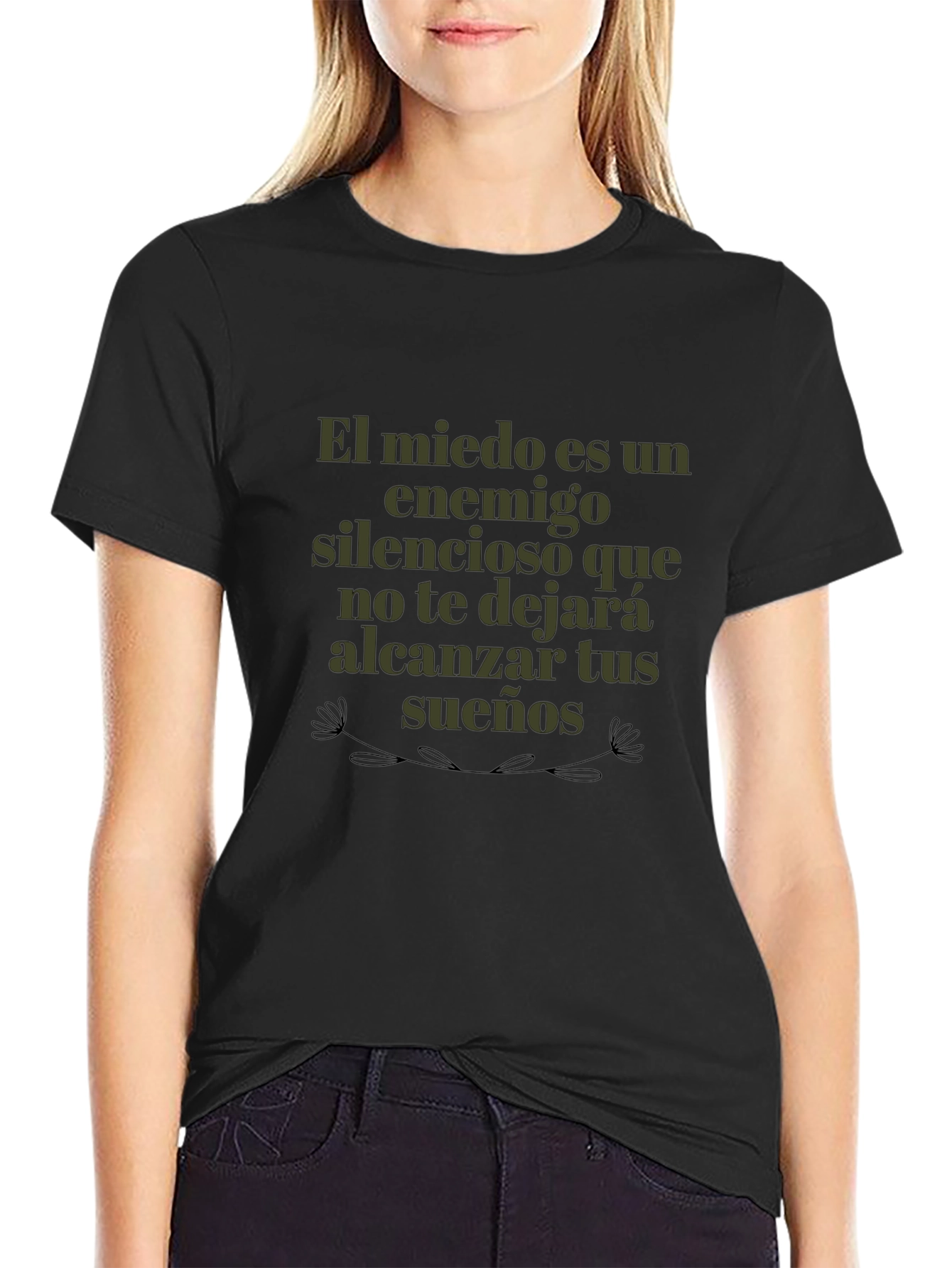 Black Motivational Spanish Quote T-Shirt view 2