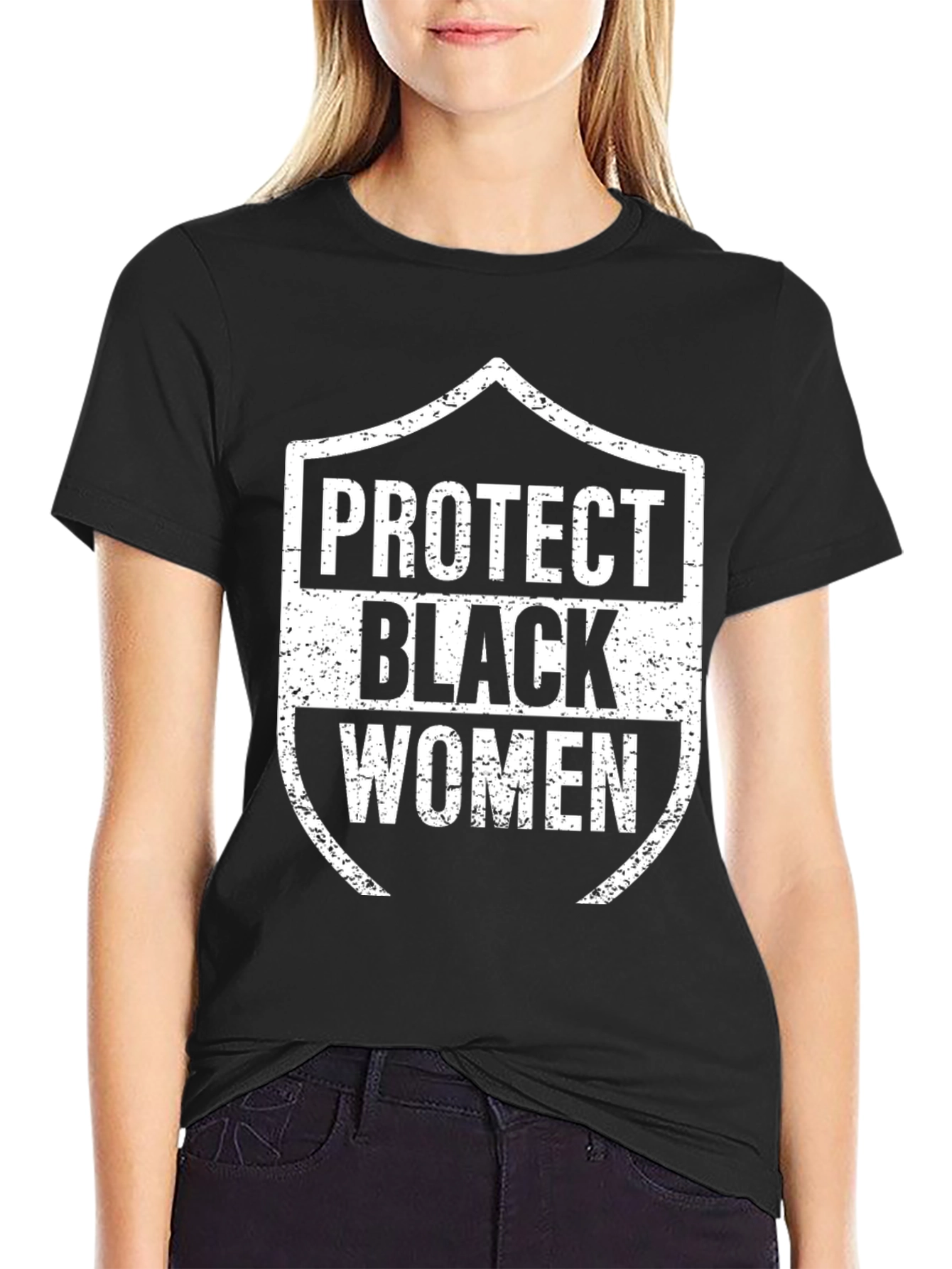 Black Protect Black Women Graphic Tee - Black Cotton view 2