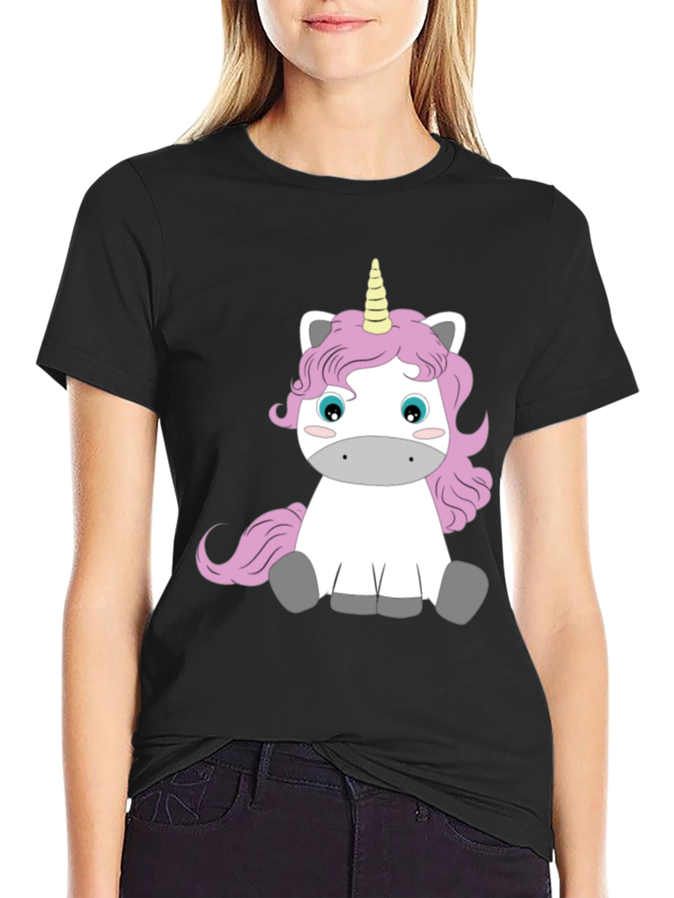 Black Unicorn Graphic Tee - Black Cotton Blend view 2