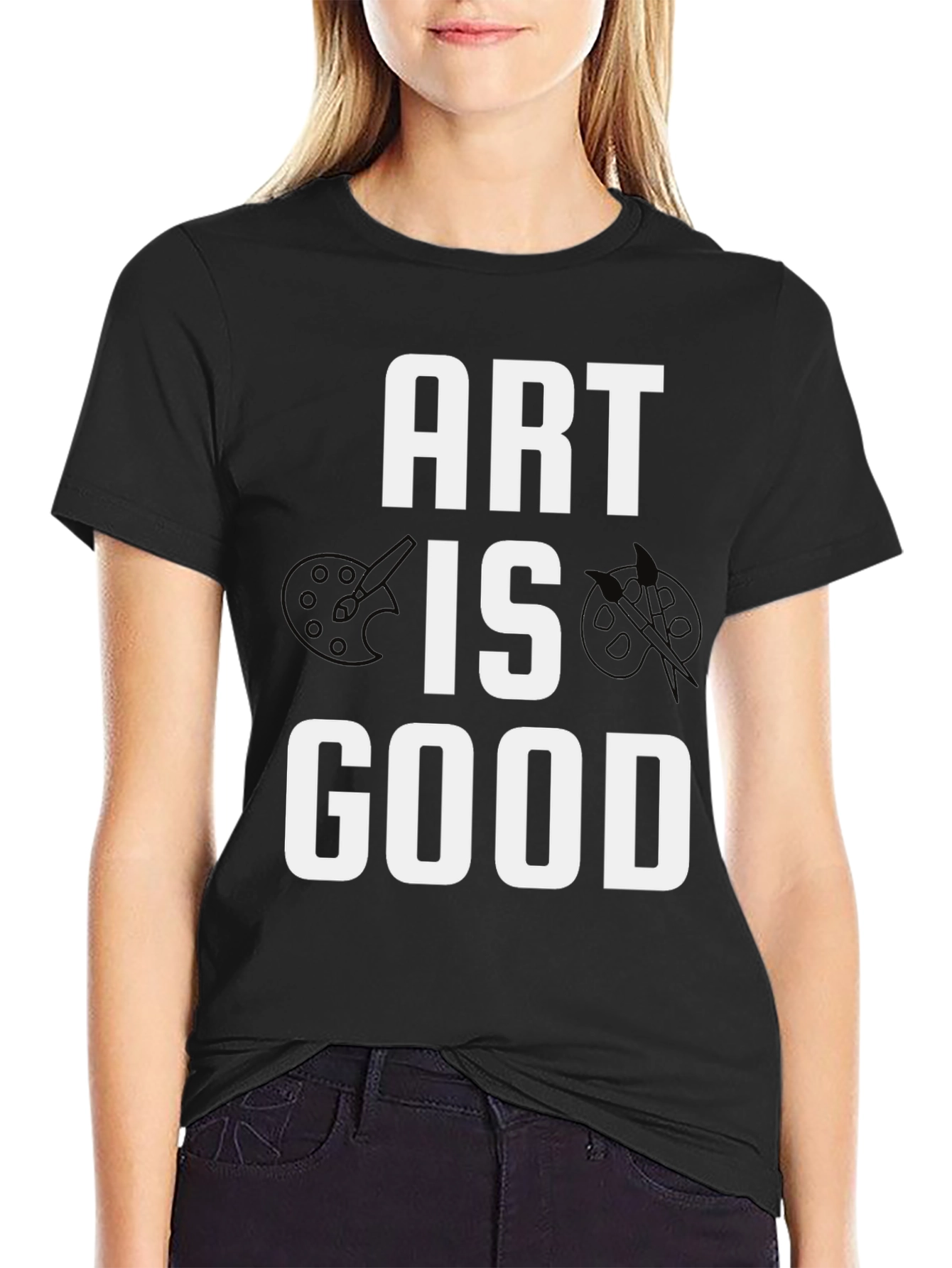 Black Art Is Good Men's Black Graphic Tee view 2