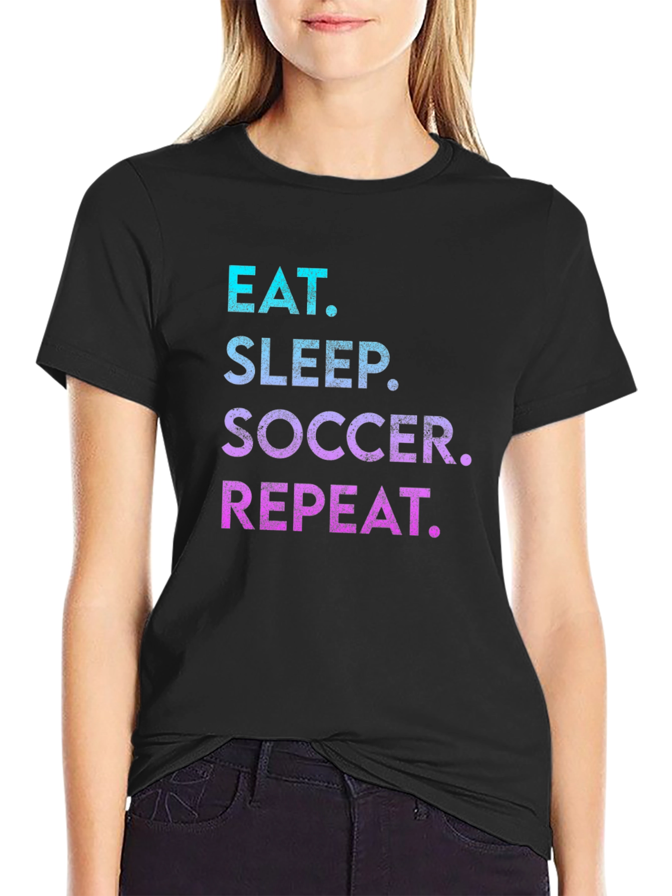 Black Eat Sleep Soccer Repeat T-Shirt view 2