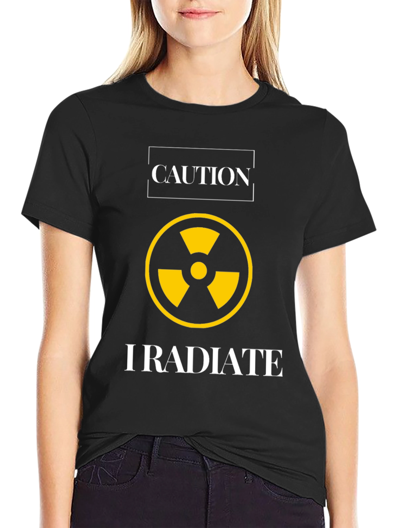 Black Caution I Radiate Graphic Tee view 2