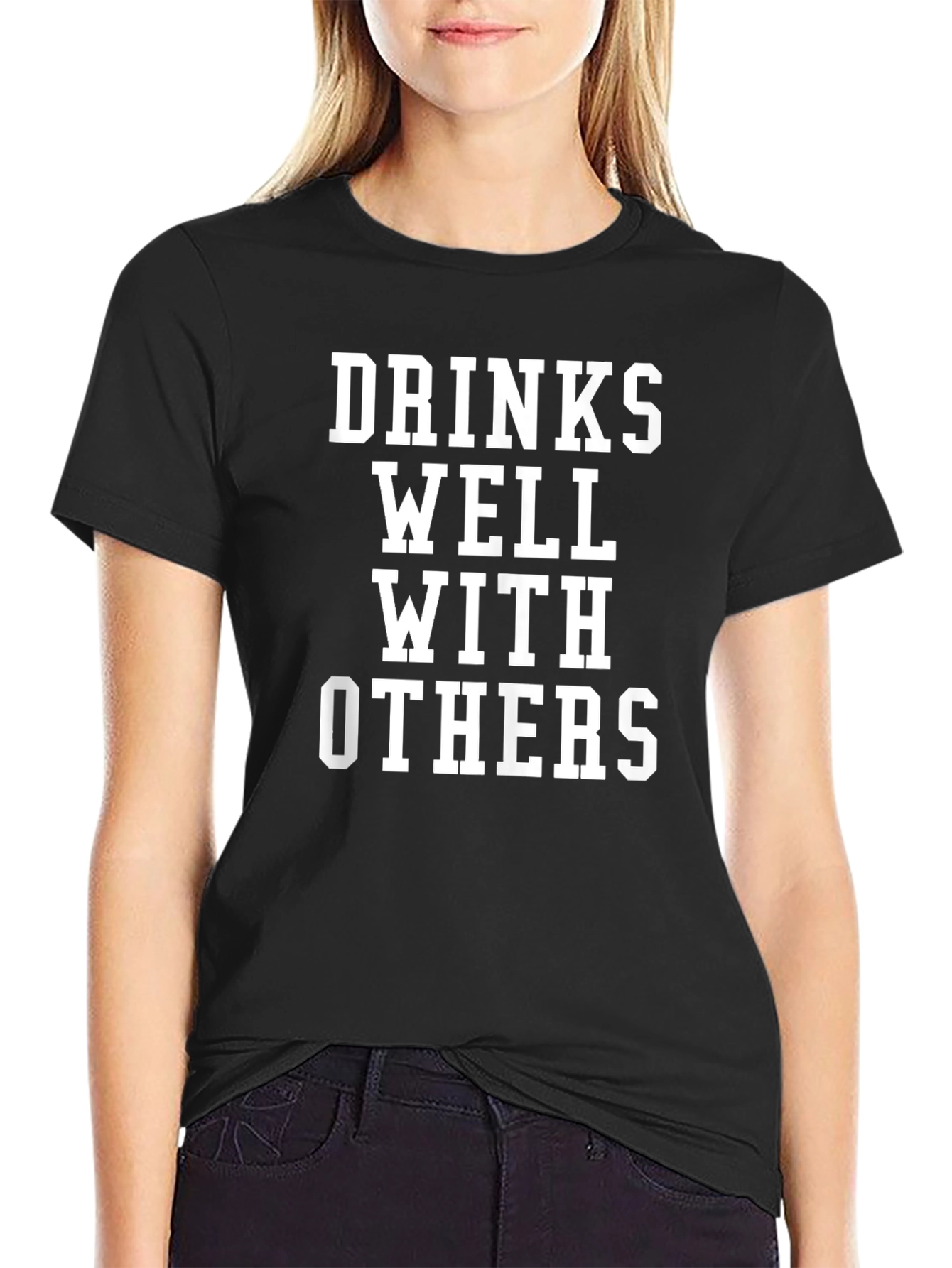 Black Drinks Well With Others Graphic Tee view 2