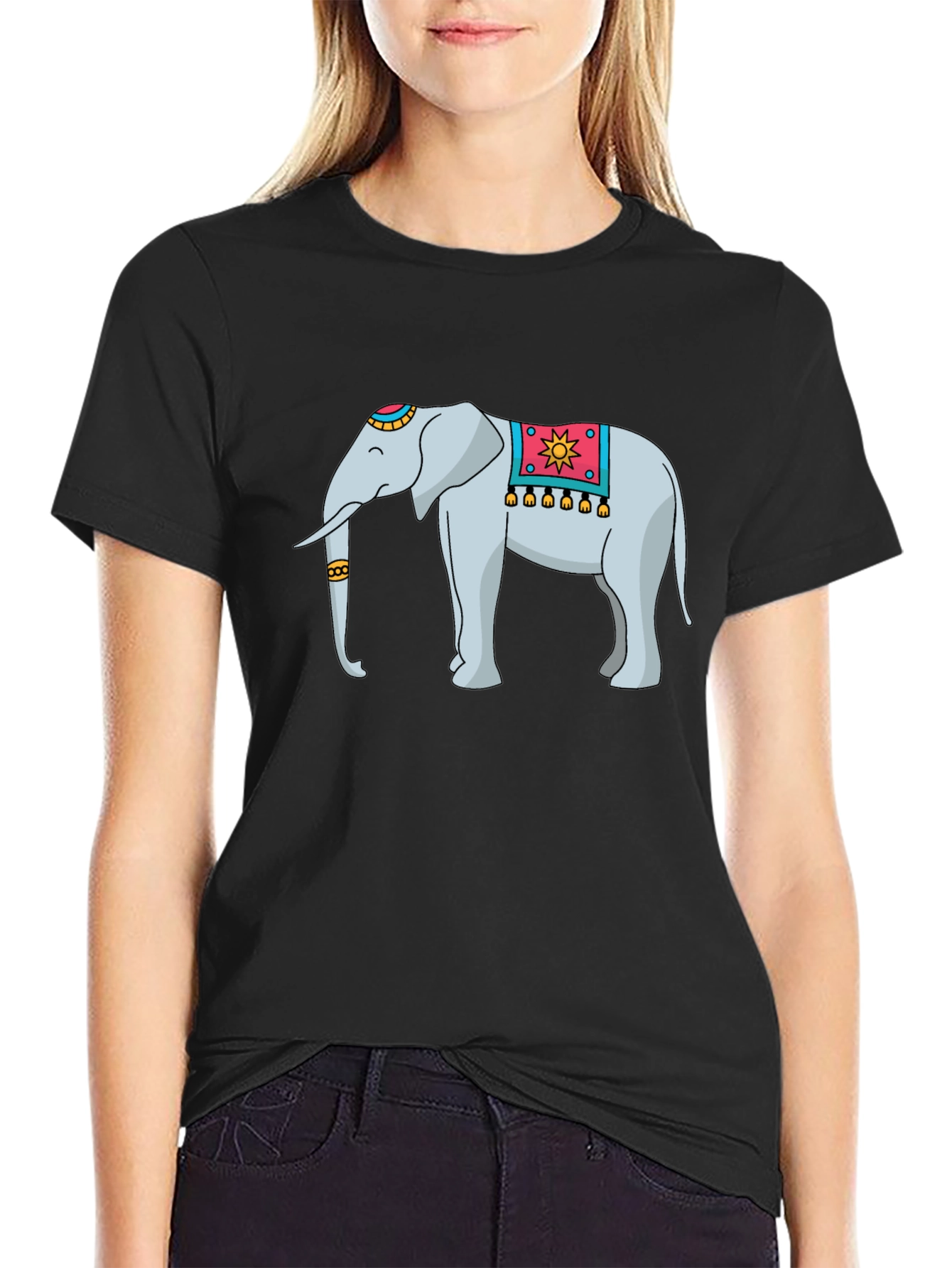 Black Elephant Graphic Tee - Black Cotton Blend view 2