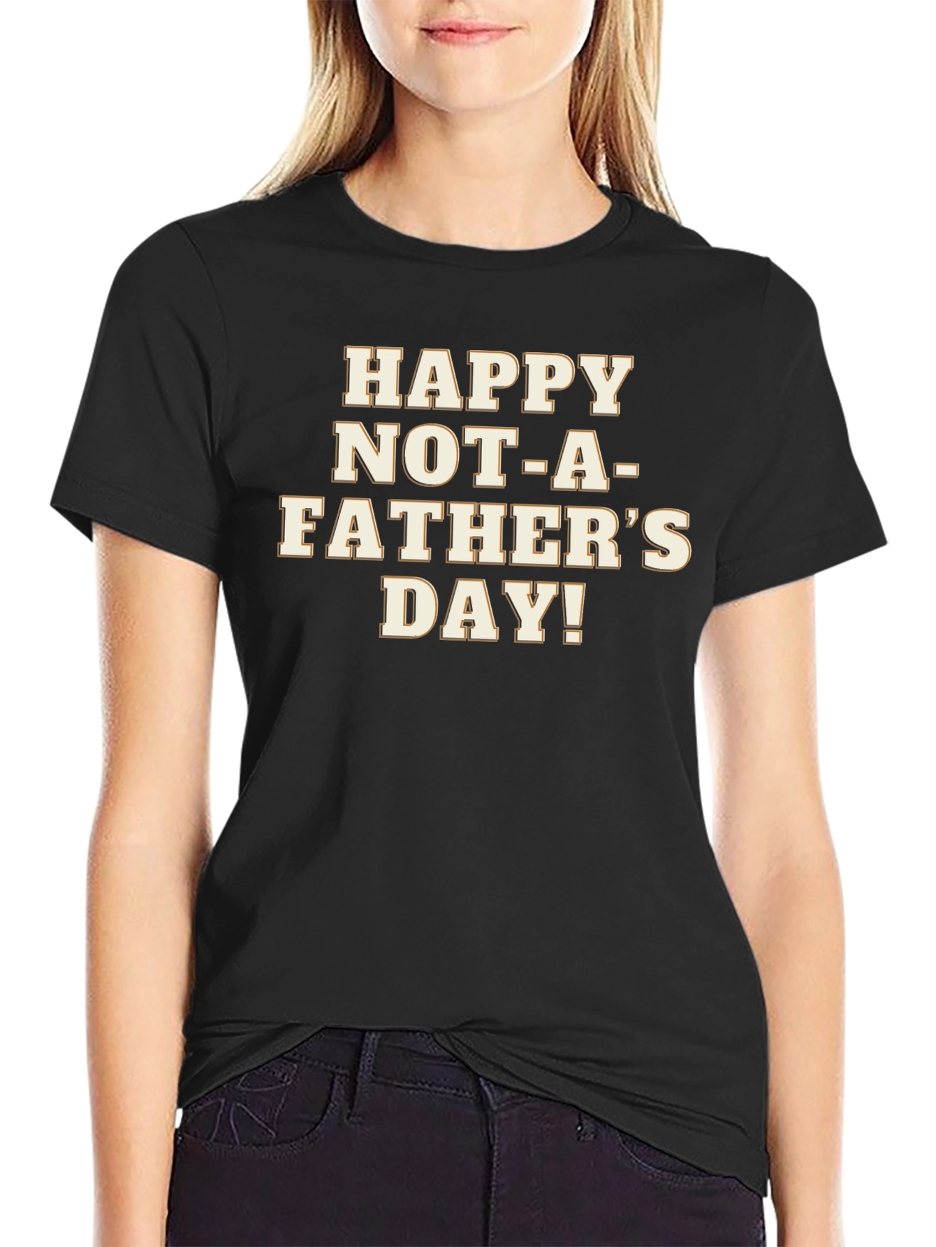 Black Happy Not-A-Father's Day Black Graphic T-Shirt view 2