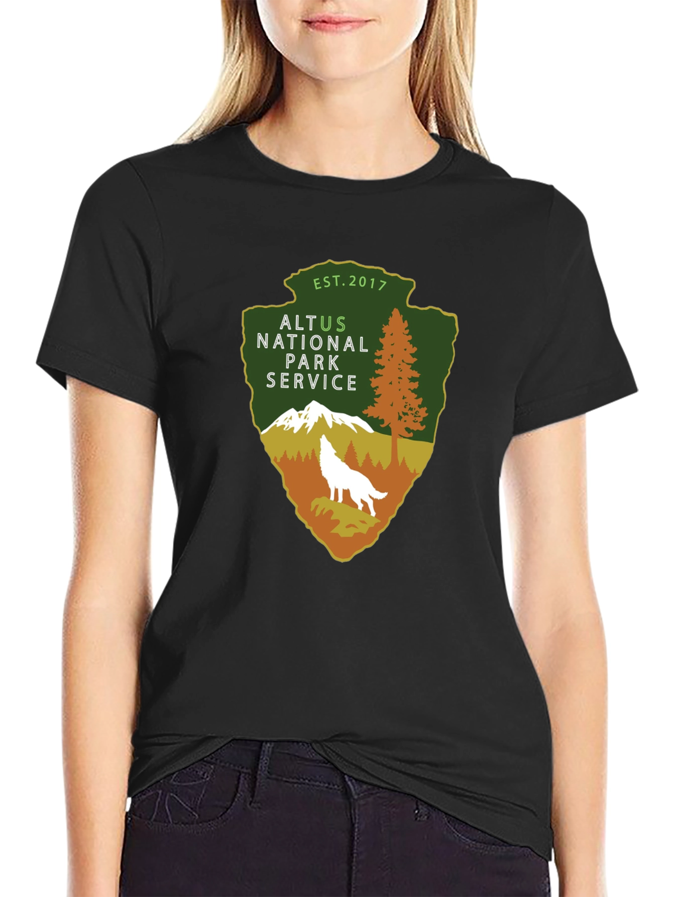 Black Altus National Park Service Arrowhead T-Shirt view 2