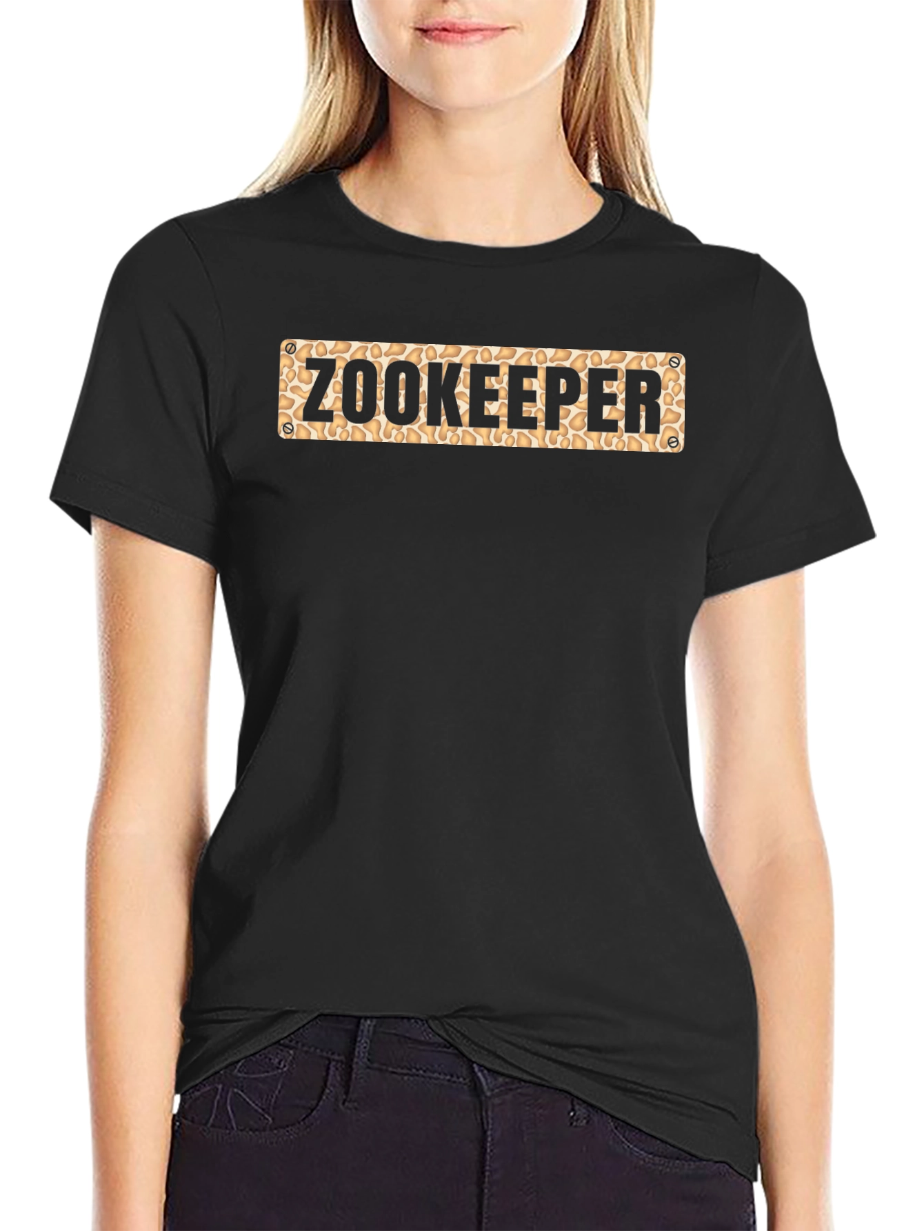 Black Zookeeper Pattern Tee - Unisex Crew Neck T-Shirt view 2
