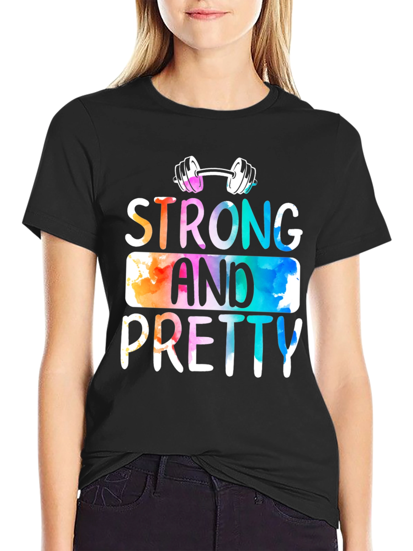 Black Strong & Pretty T-Shirt - Workout Apparel view 2