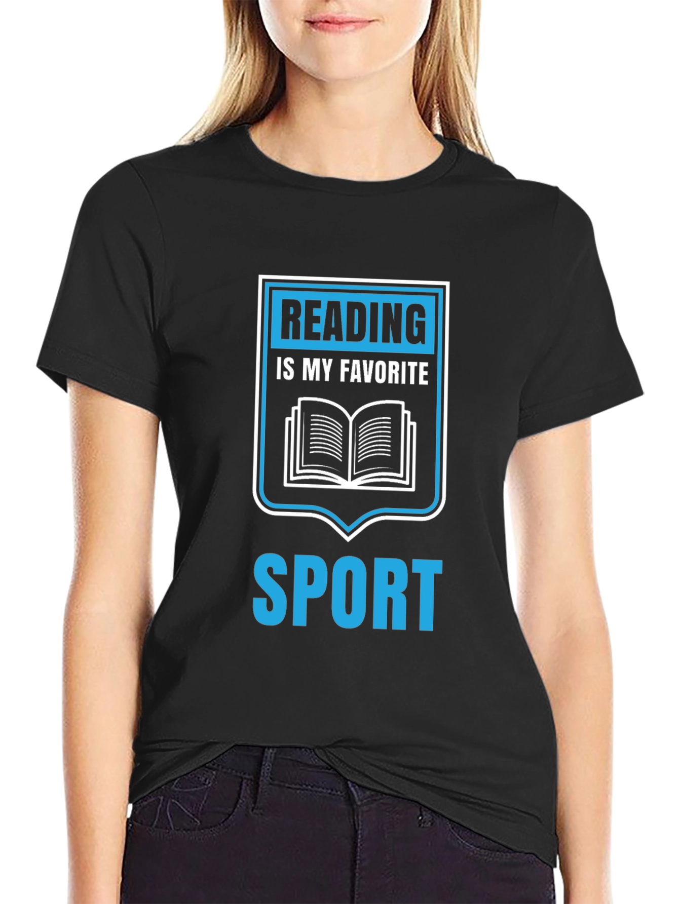 Black Reading is My Favorite Sport Black T-Shirt view 2