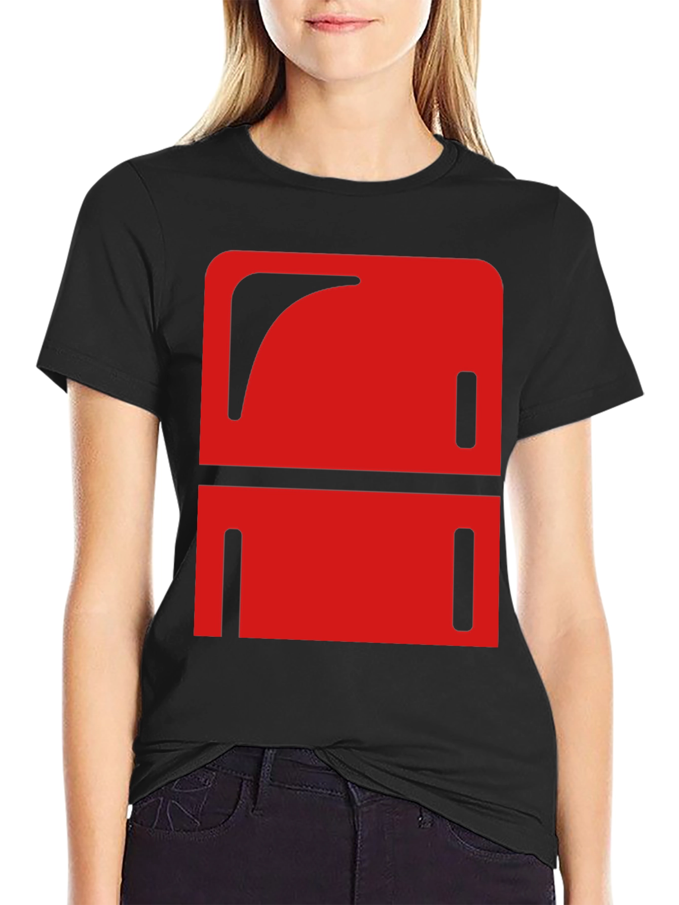 Black Abstract Red Graphic Print Black T-Shirt view 2