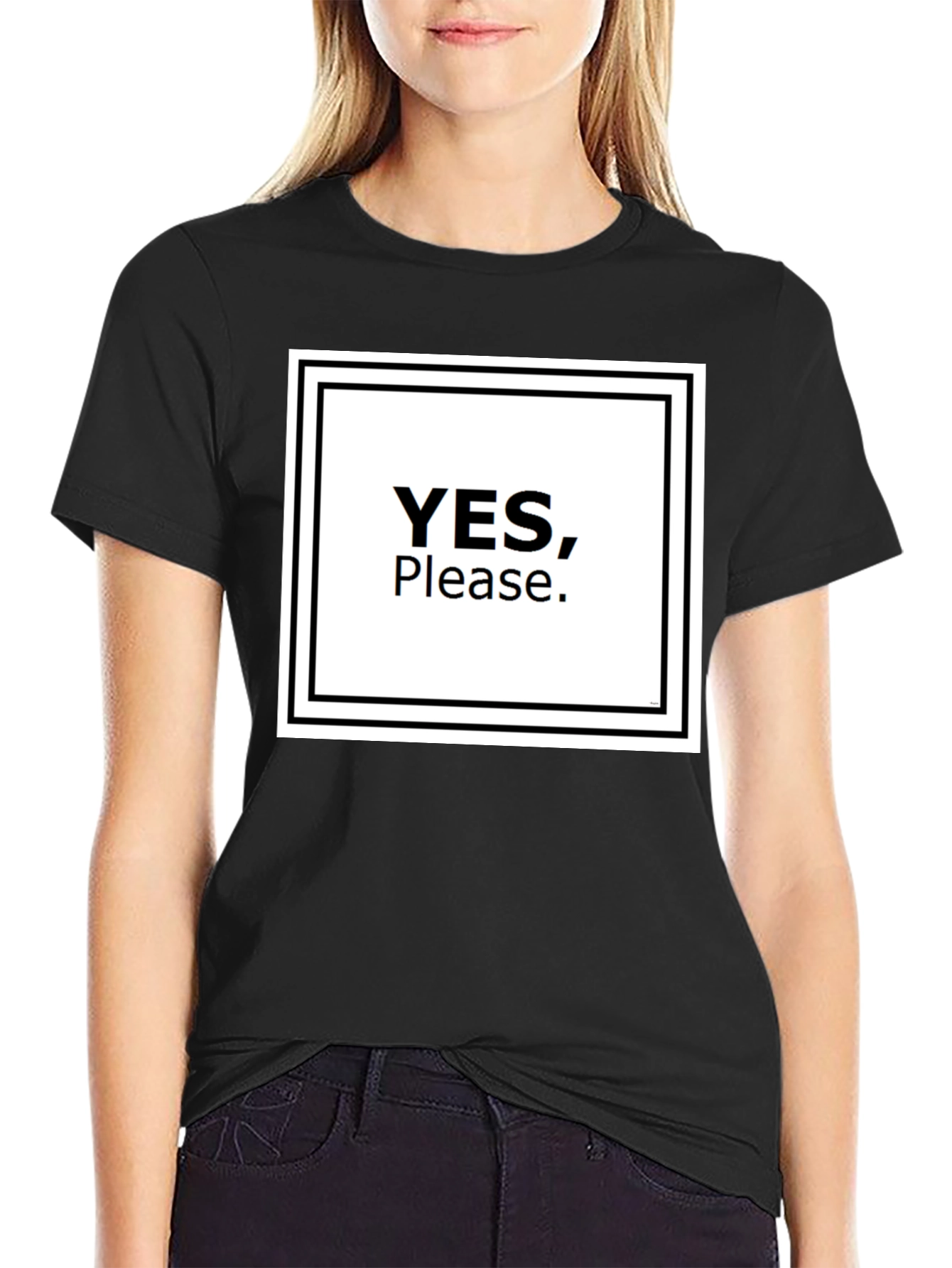 Black Yes, Please T-Shirt - Bold Graphic Tee view 2
