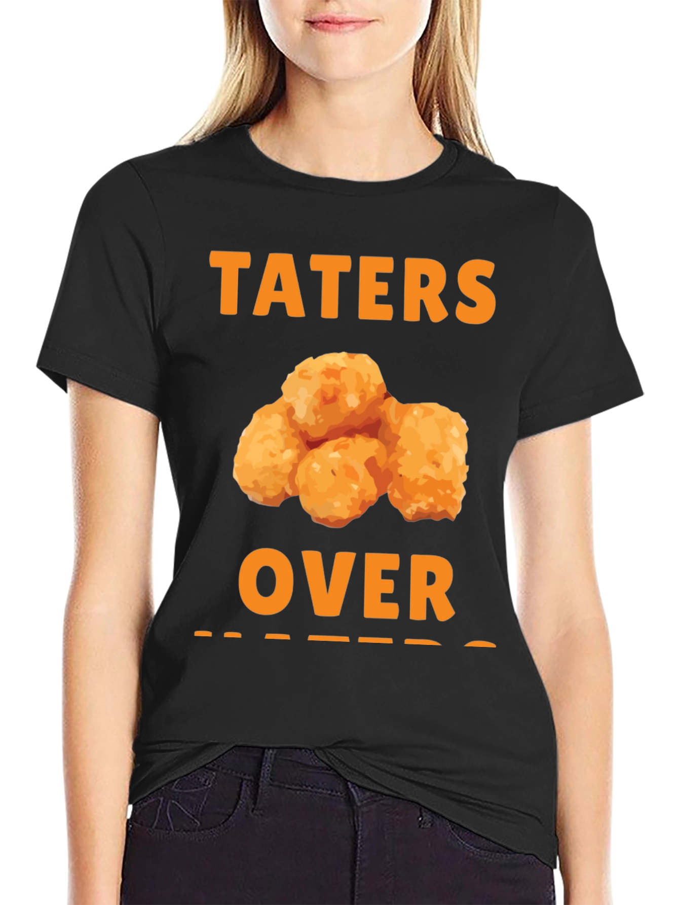 Black Taters Over Haters Funny T-Shirt view 2