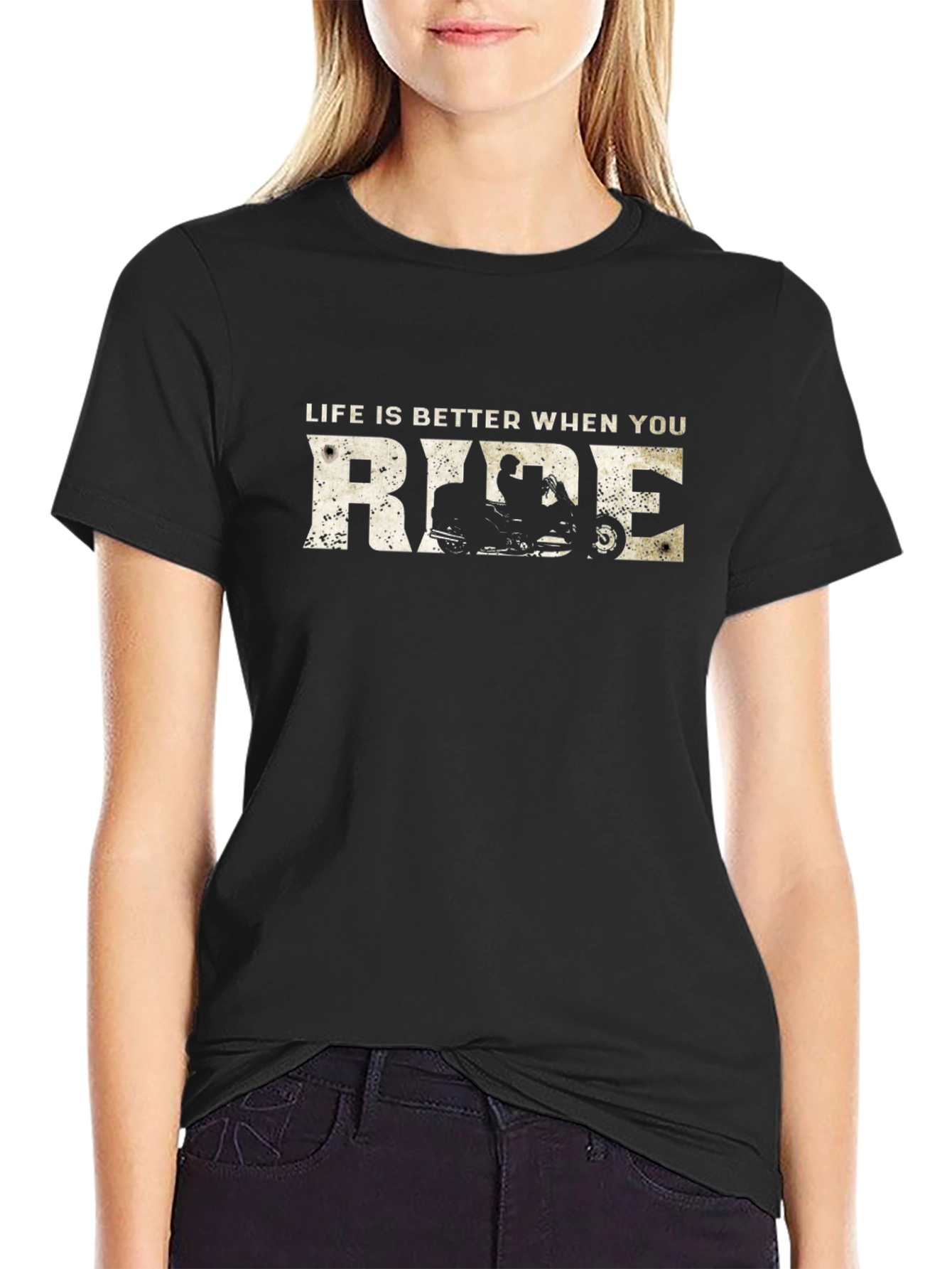 Black Life is Better When You Ride Black T-Shirt view 2
