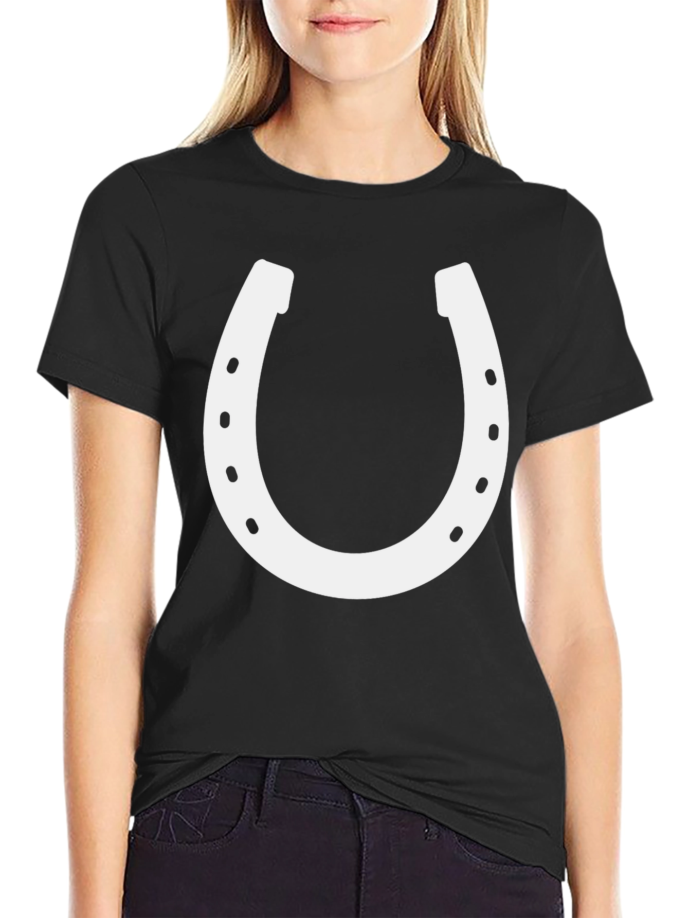 Black Lucky Horseshoe Graphic Tee - Unisex Cotton Blend view 2
