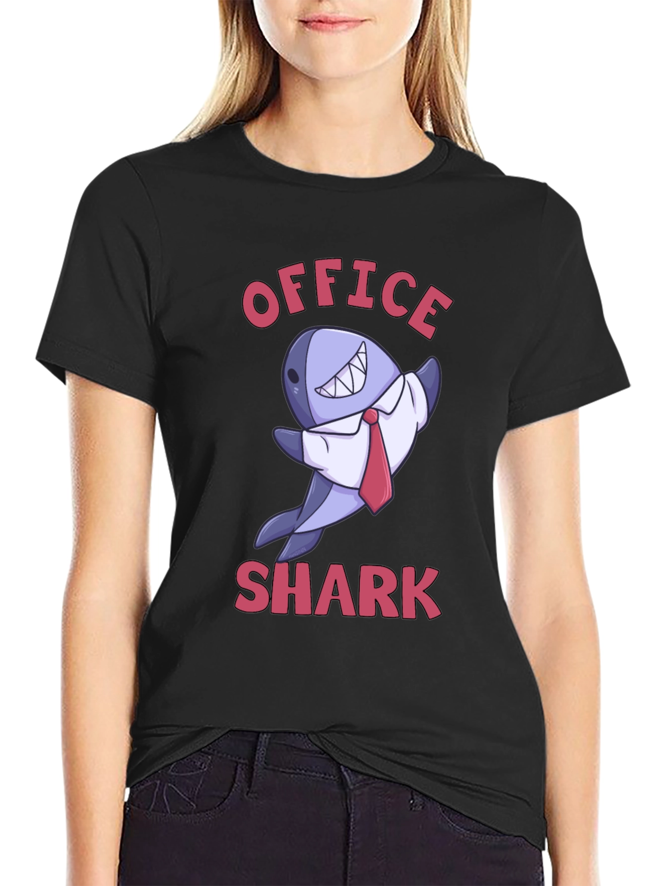 Black Office Shark Graphic T-Shirt - Funny & Unique! view 2