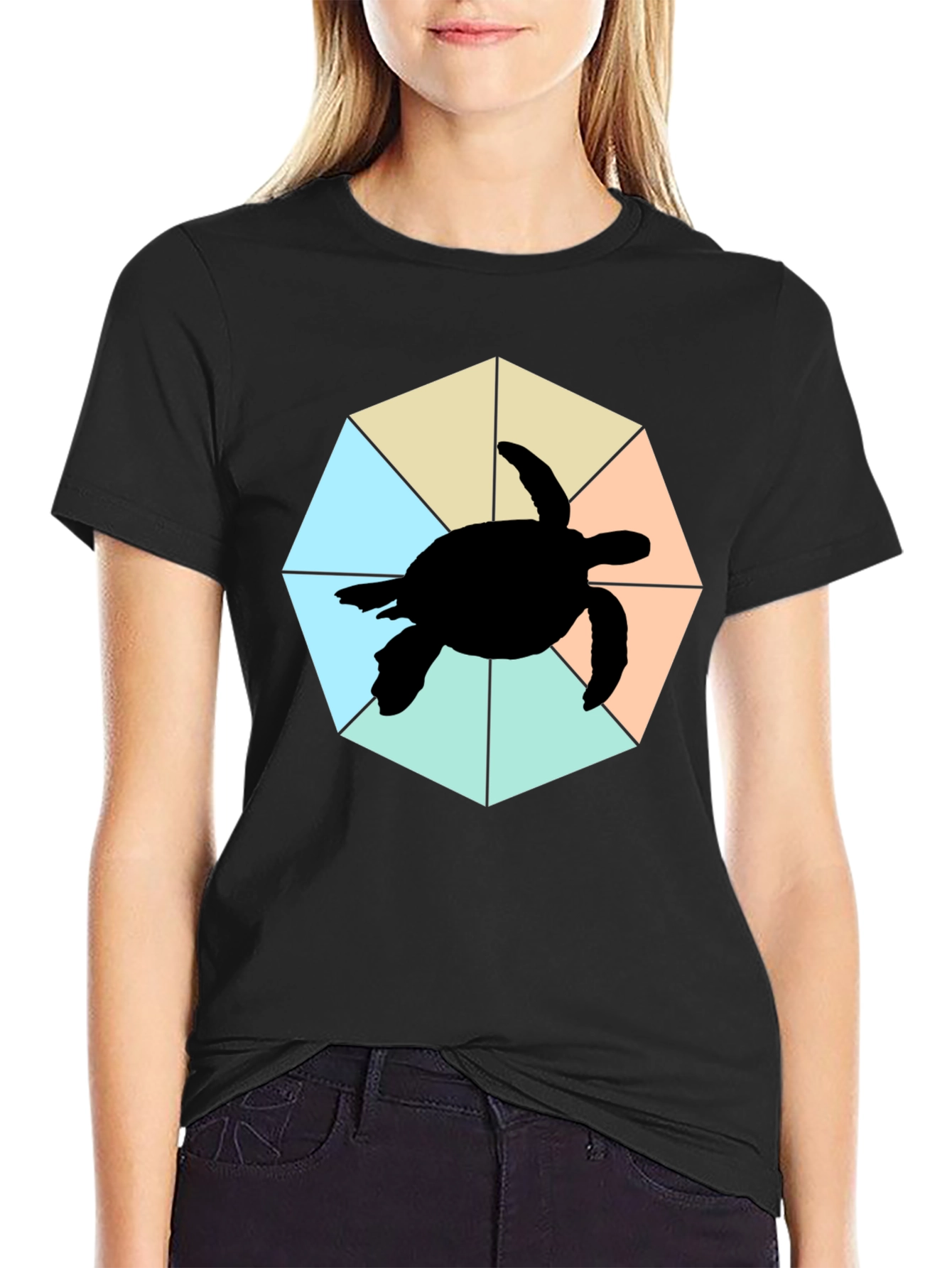 Black Sea Turtle Graphic Tee - Black Cotton Blend view 2