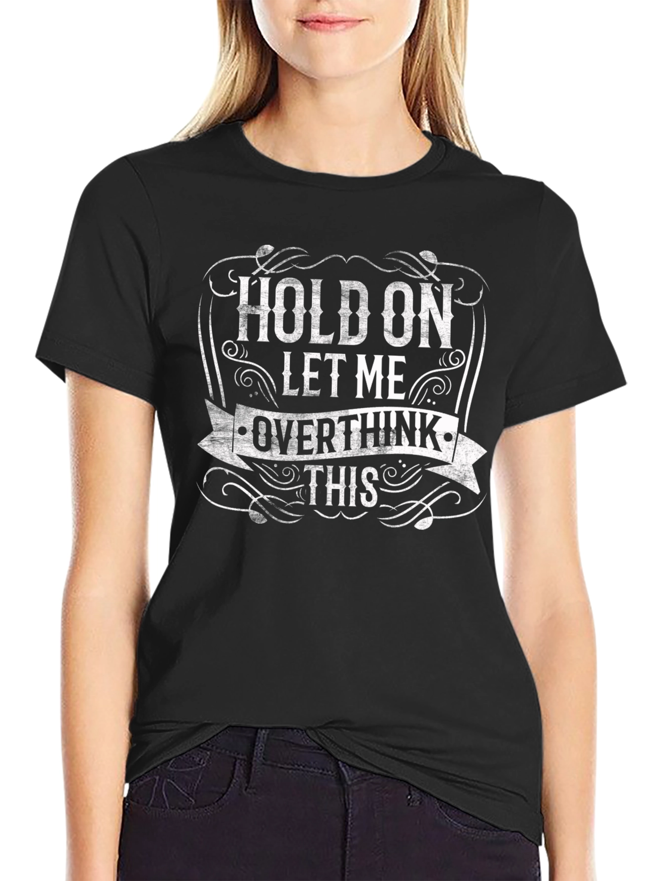 Black Overthink T-Shirt Funny Quote Tee view 2