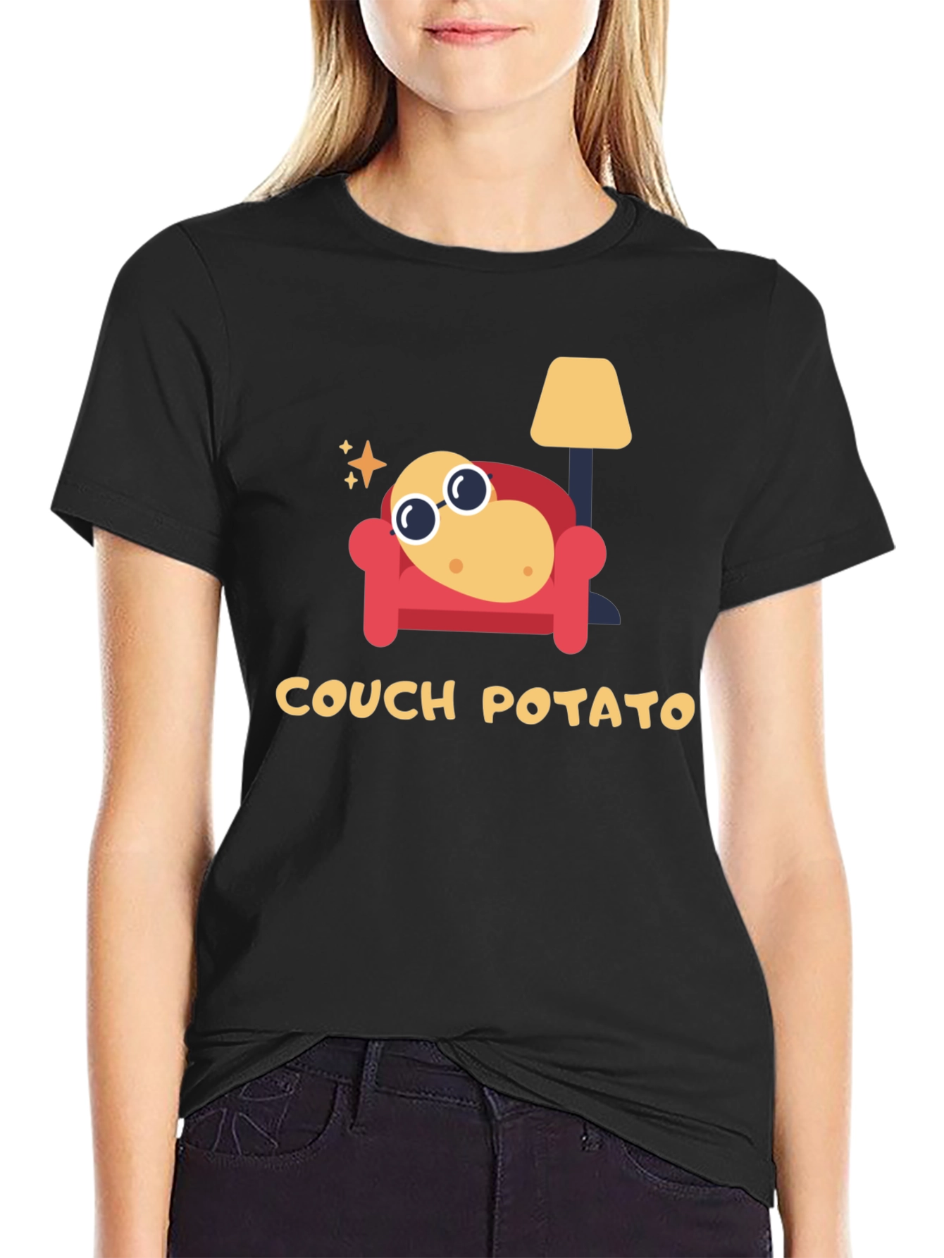 Black Couch Potato Graphic Tee - Lazy Day Comfort view 2