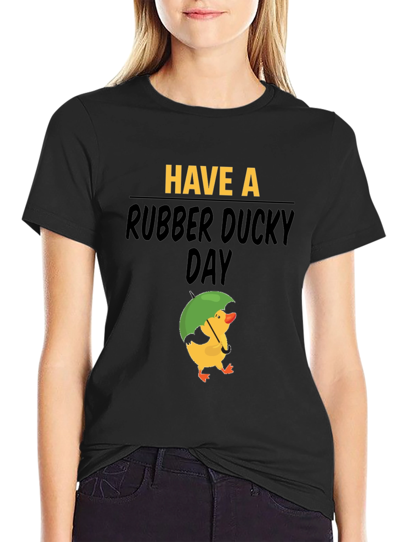 Black Rubber Ducky Day Graphic Tee - Black Cotton T-Shirt view 2