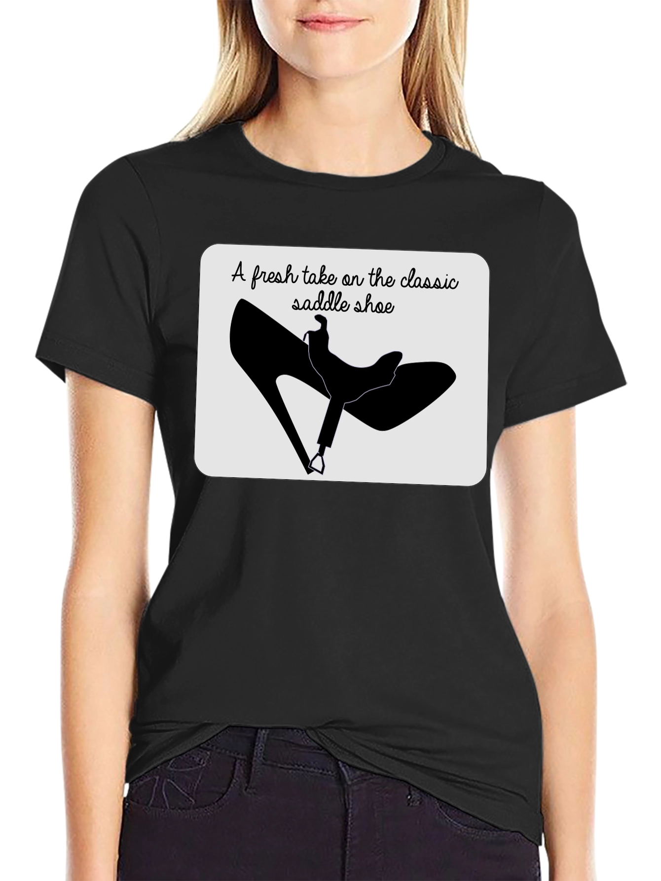 Black Saddle Shoe Tee: Classic Style Reimagined view 2