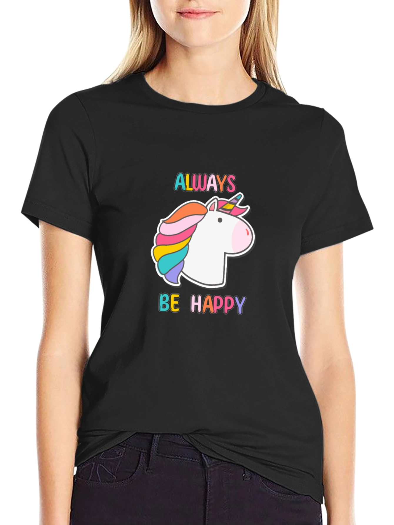 Black Unicorn 'Always Be Happy' Black Tee view 2
