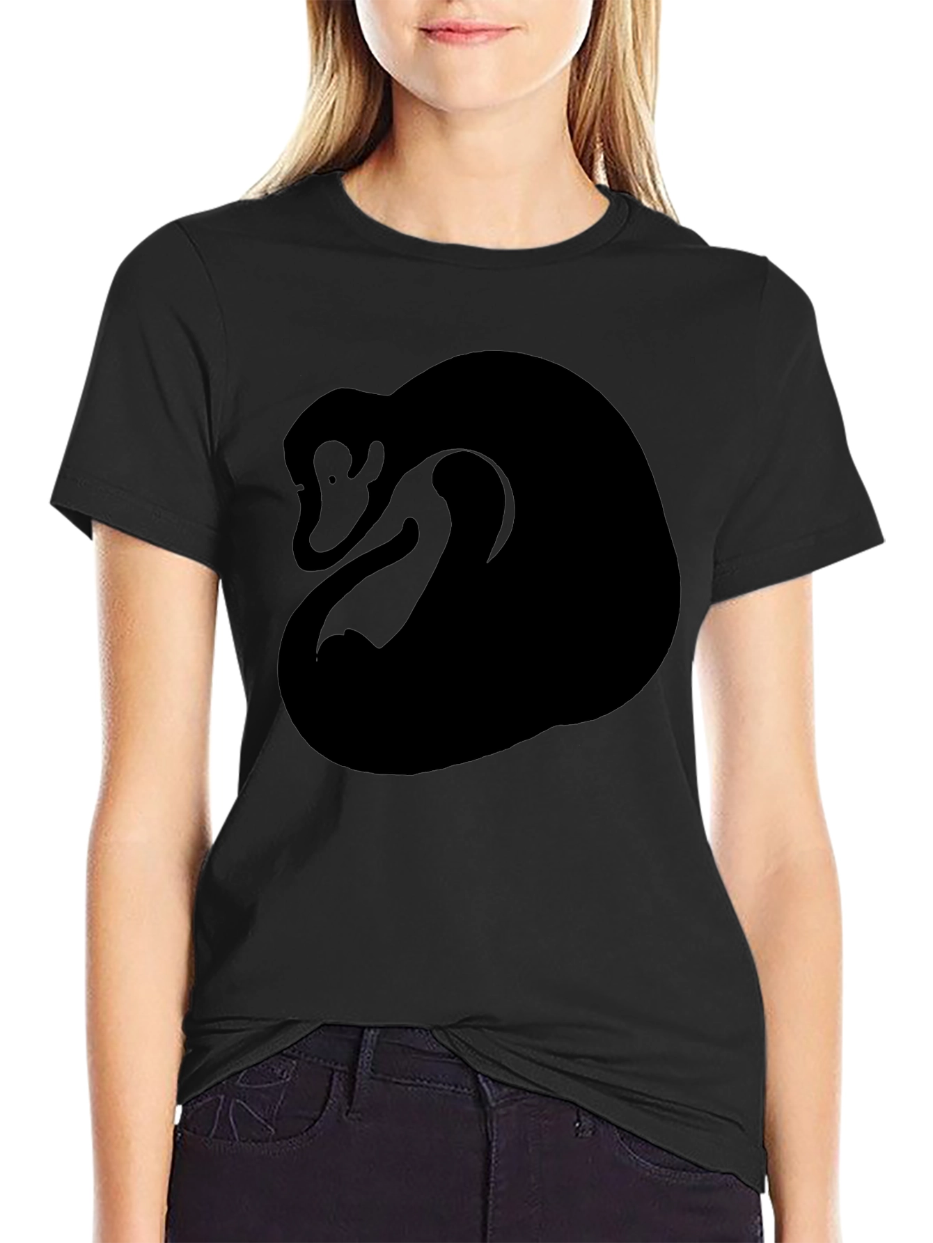 Black Abstract Monkey Graphic Tee - Black Cotton Blend view 2