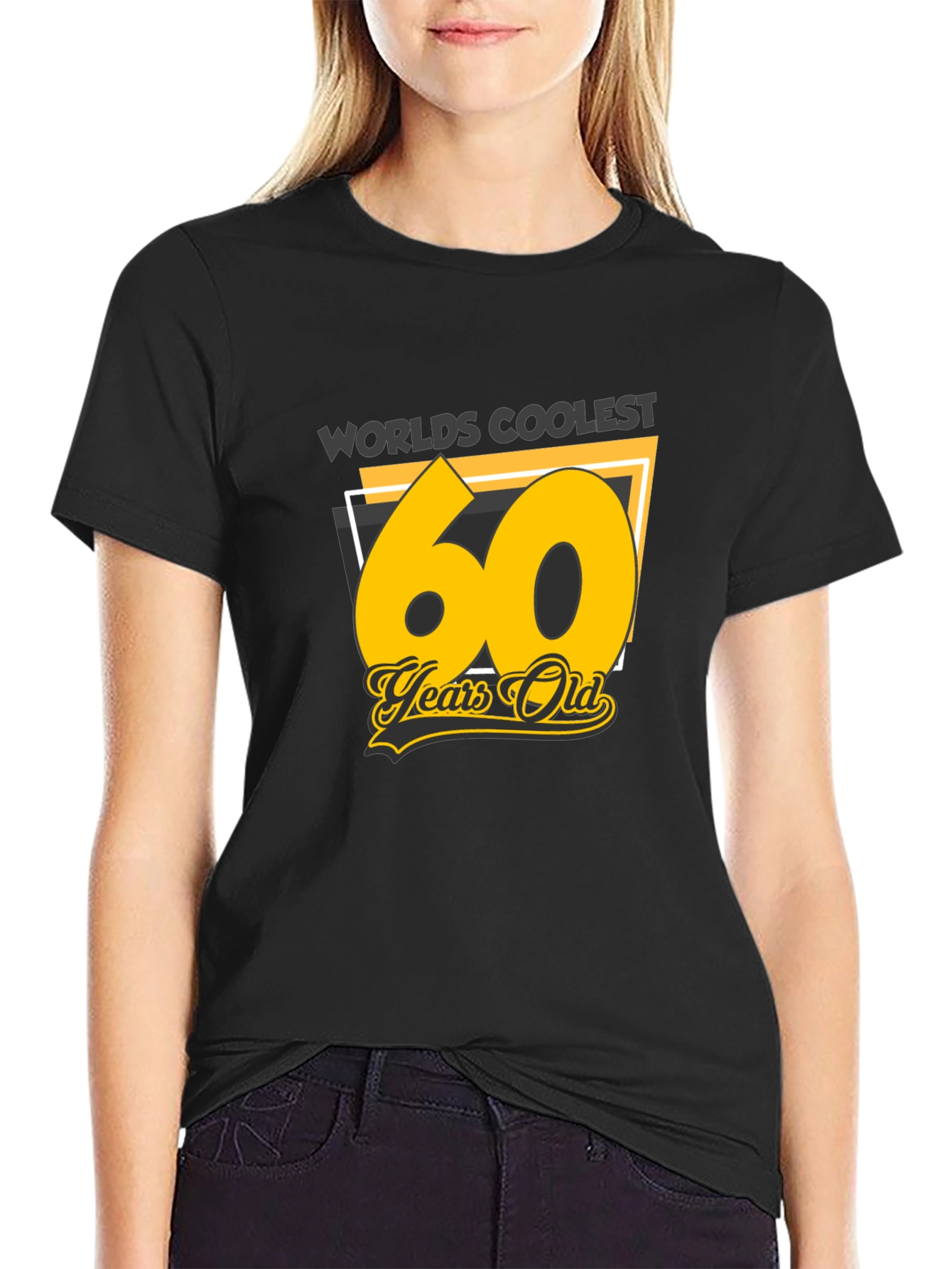Black Worlds Coolest 60 Years Old Black T-Shirt view 2