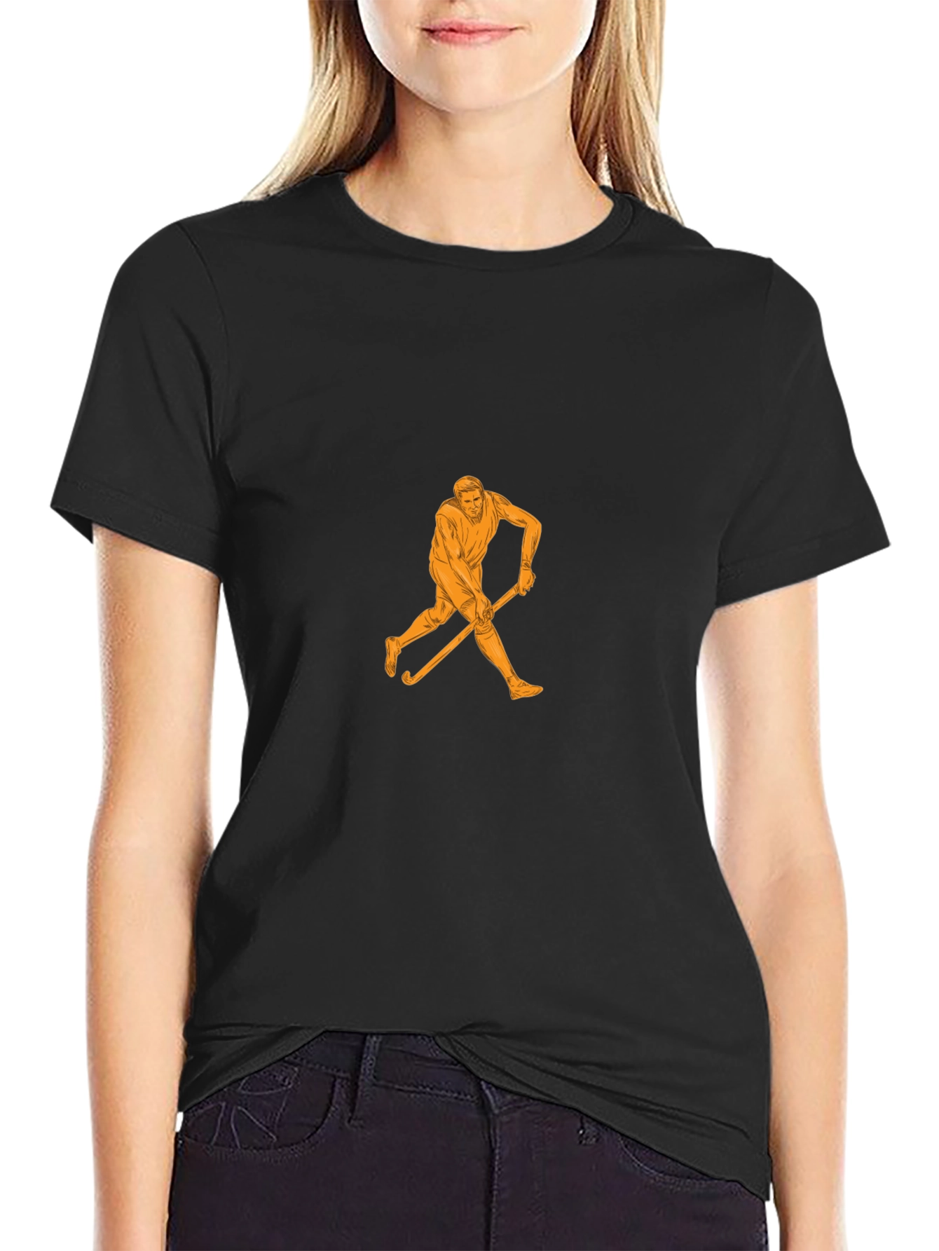 Black Hockey Player Graphic Black T-Shirt view 2