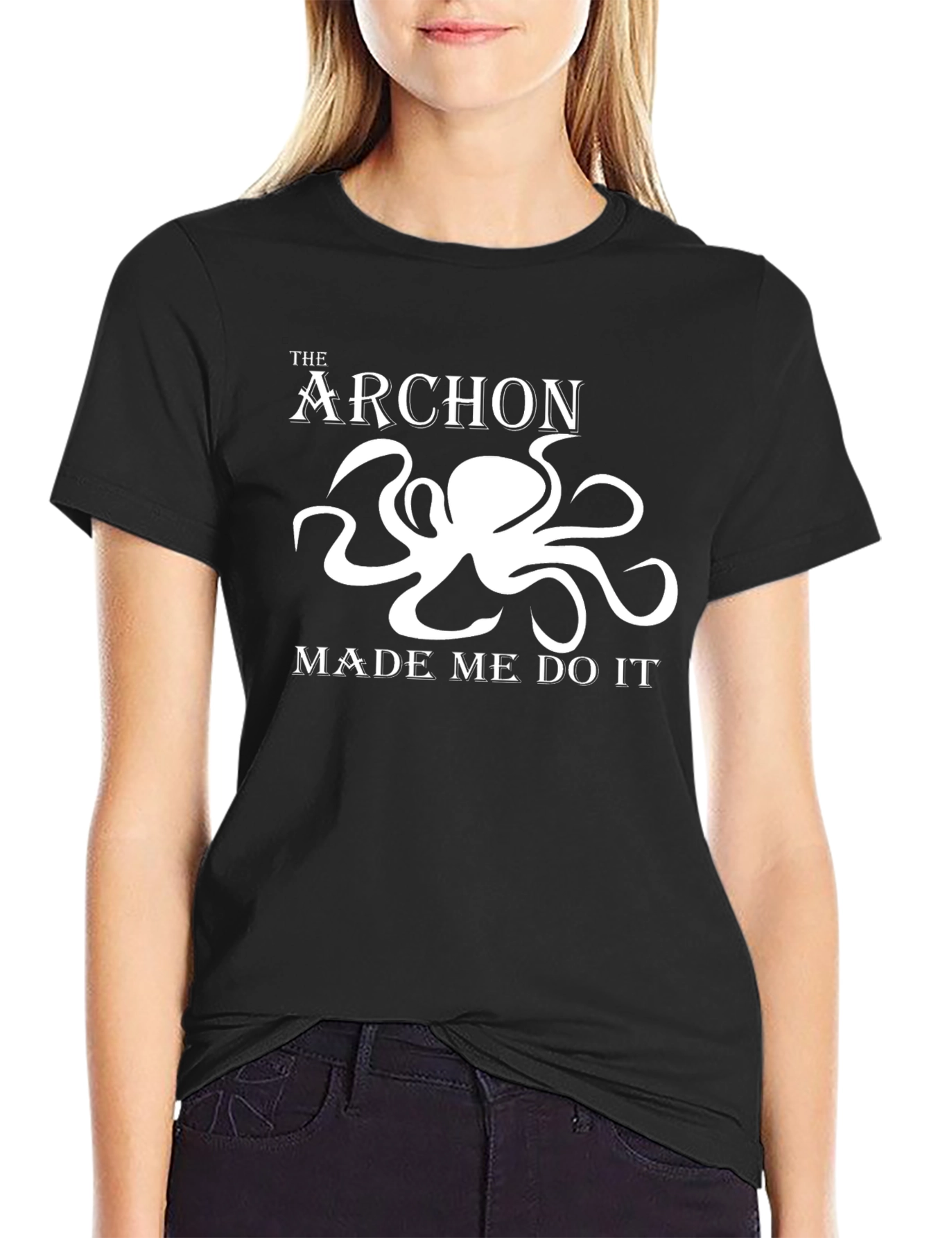 Black The Archon Made Me Do It Black T-Shirt, Octopus Graphic Tee view 2