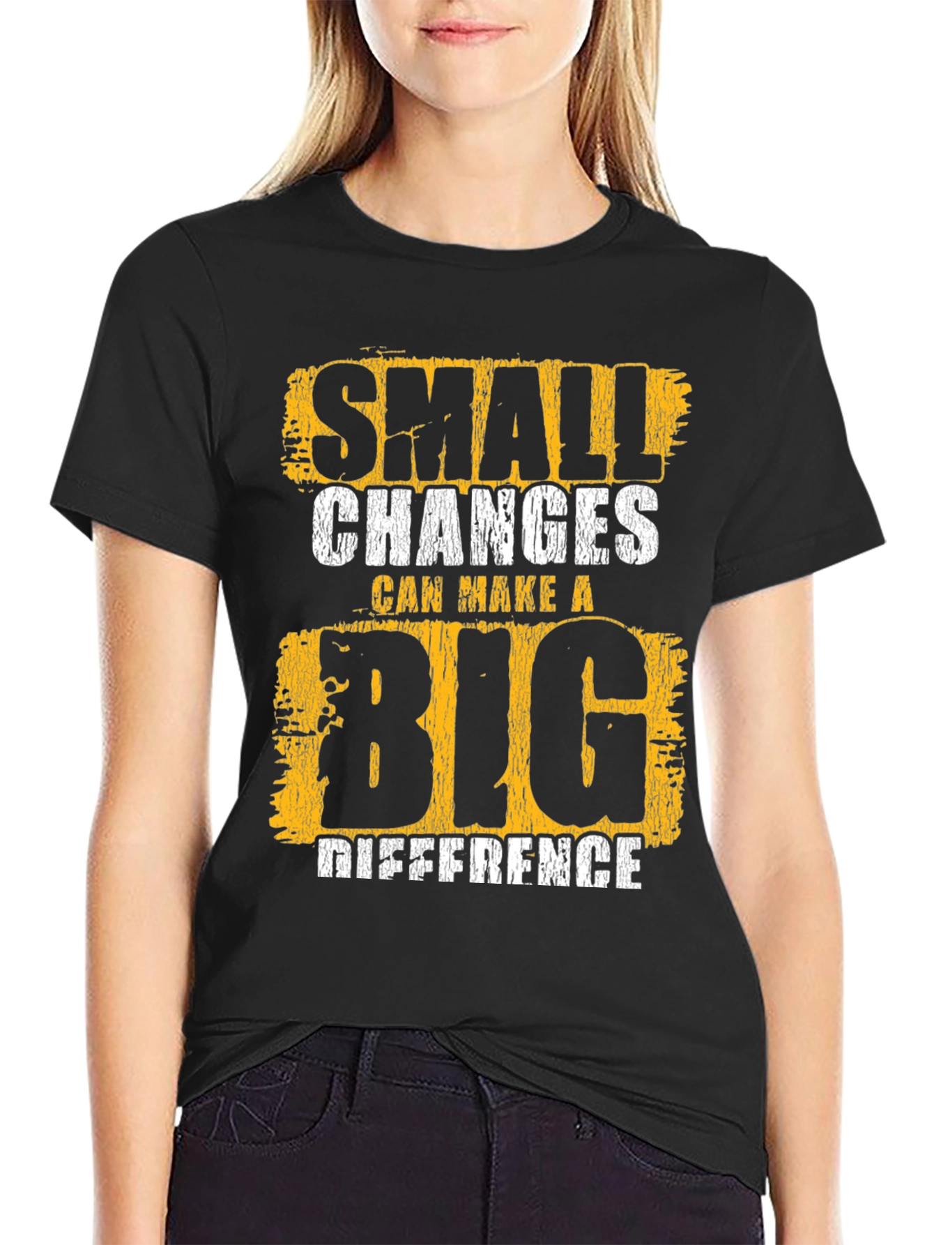 Black Small Changes Big Difference Graphic Tee view 2
