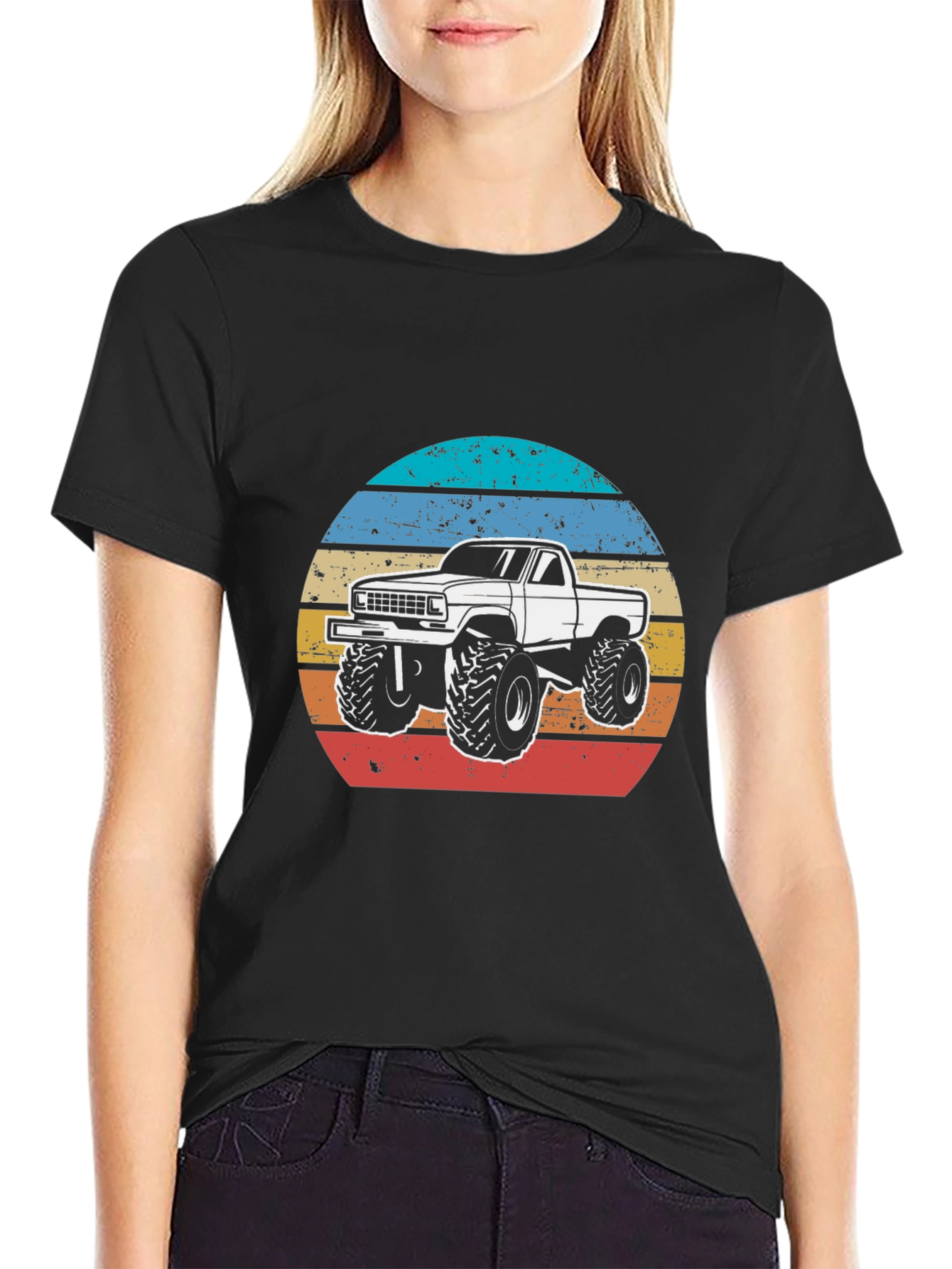Black Retro Truck T-Shirt - Vintage Style Monster Truck Tee view 2