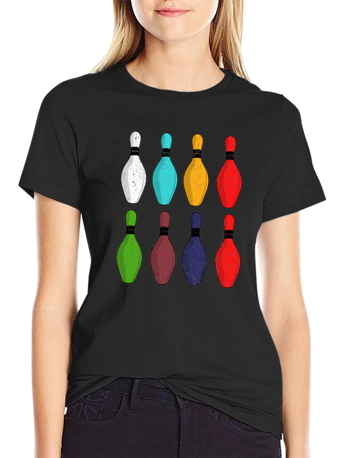 Black Bowling Pins Graphic Tee view 2