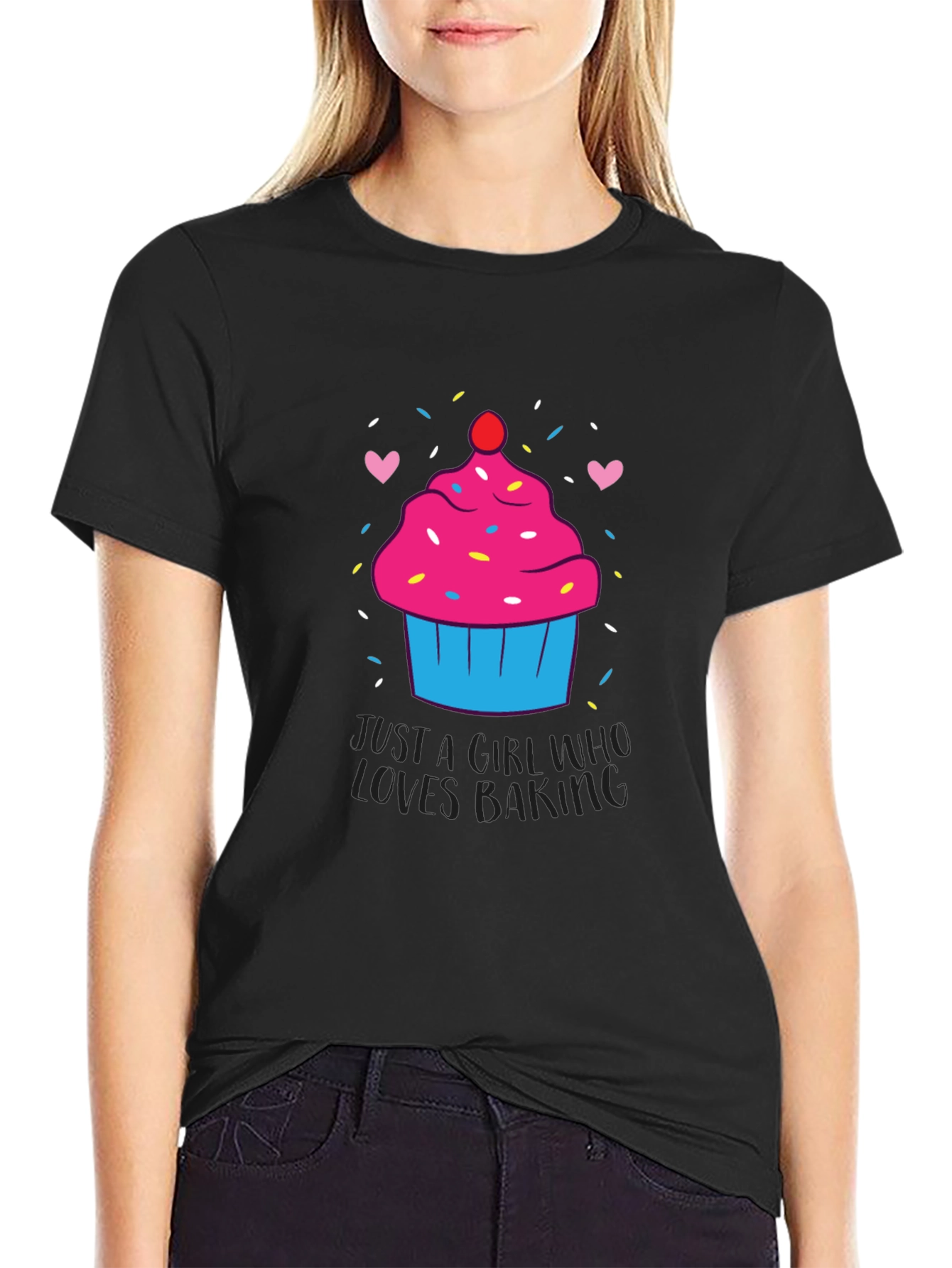 Black Cupcake Baking Lover T-Shirt view 2