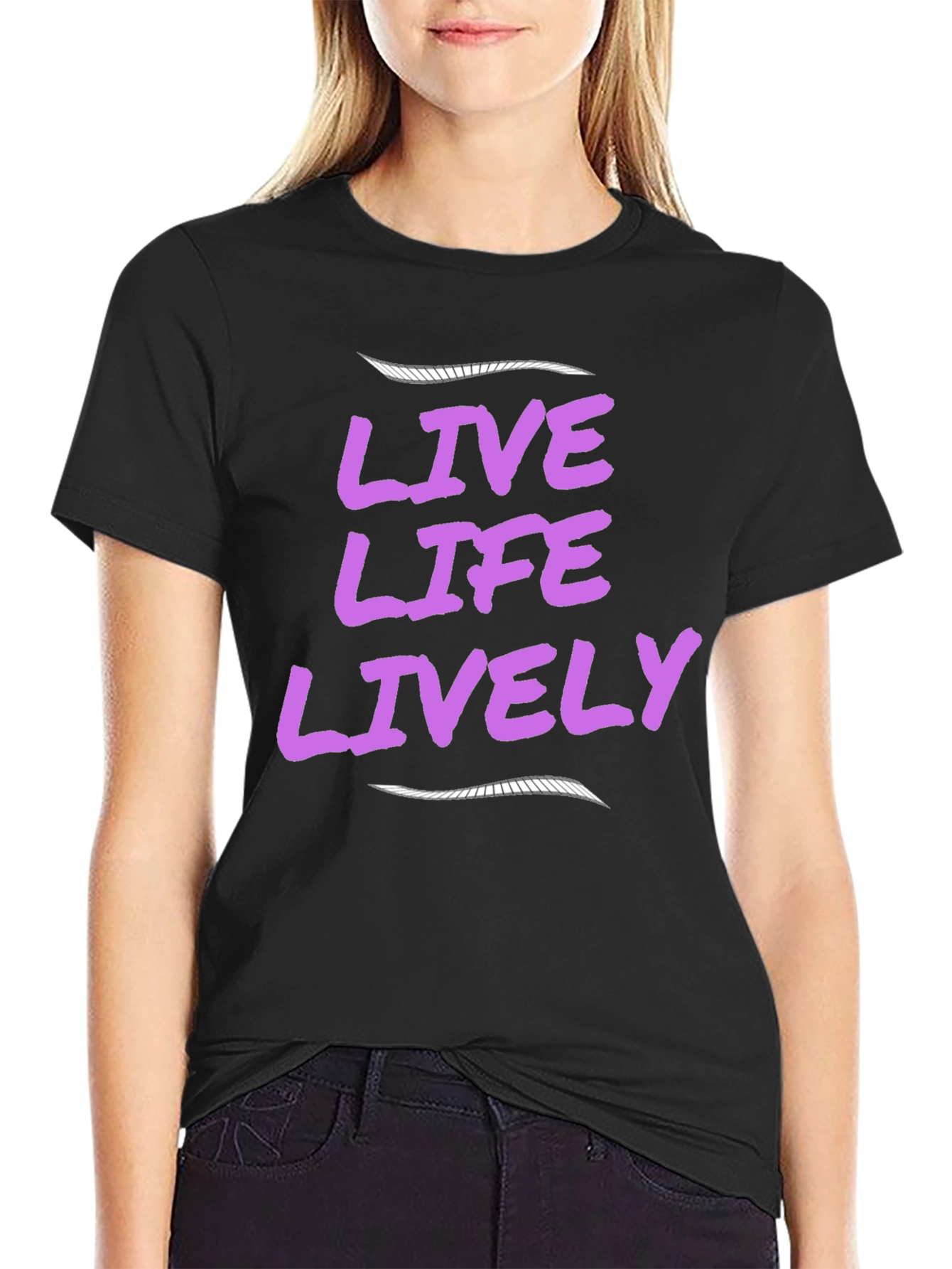 Black Live Life Lively Black T-Shirt view 2