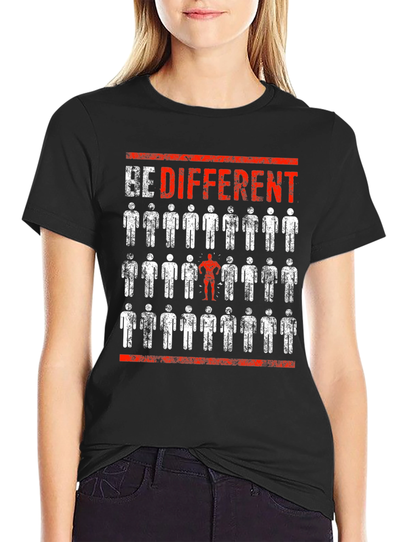 Black Be Different Graphic T-Shirt view 2