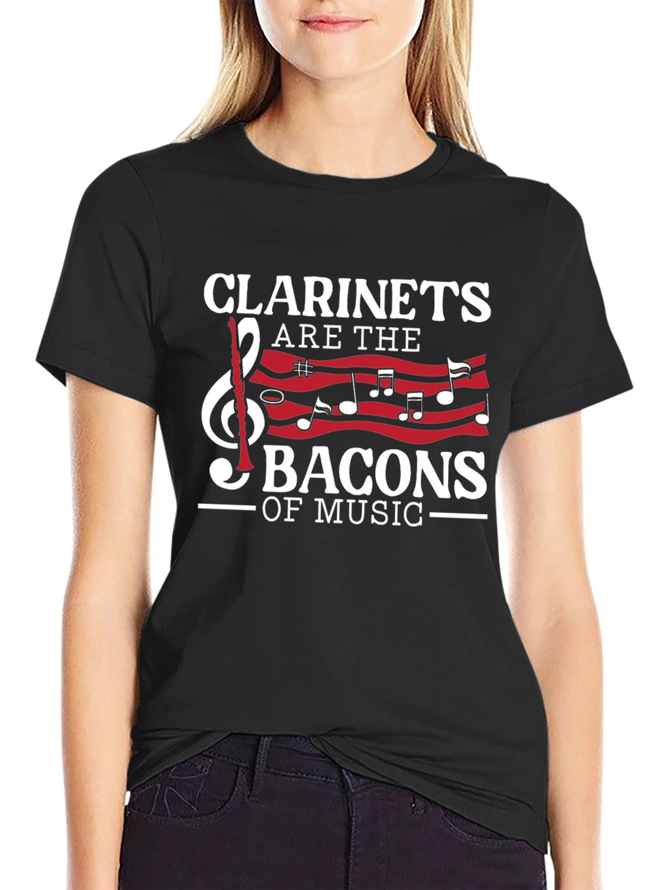 Black Clarinets are the Bacons of Music Graphic T-Shirt view 2