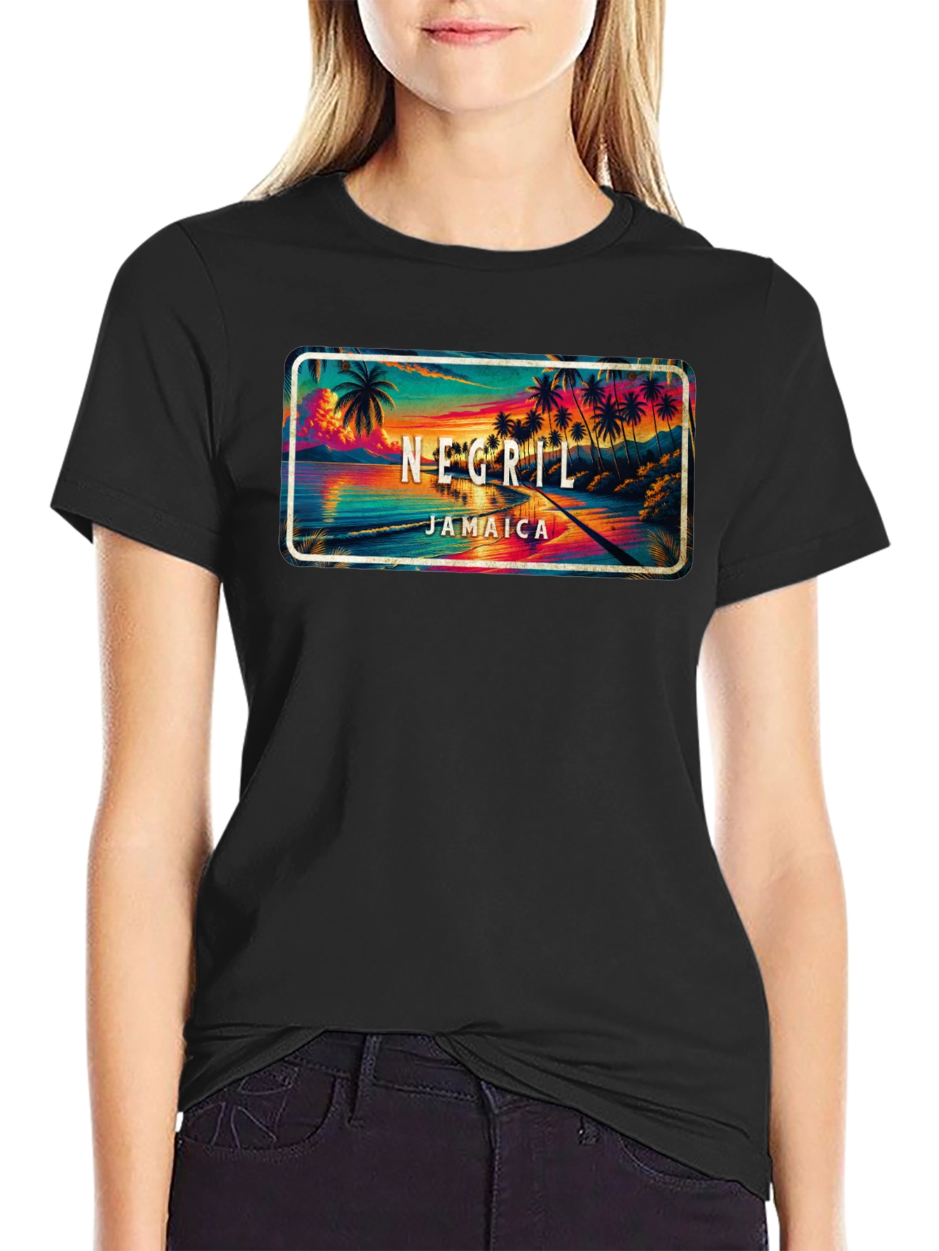 Negril Jamaica Graphic T-Shirt - Tropical Beach Design - 2
