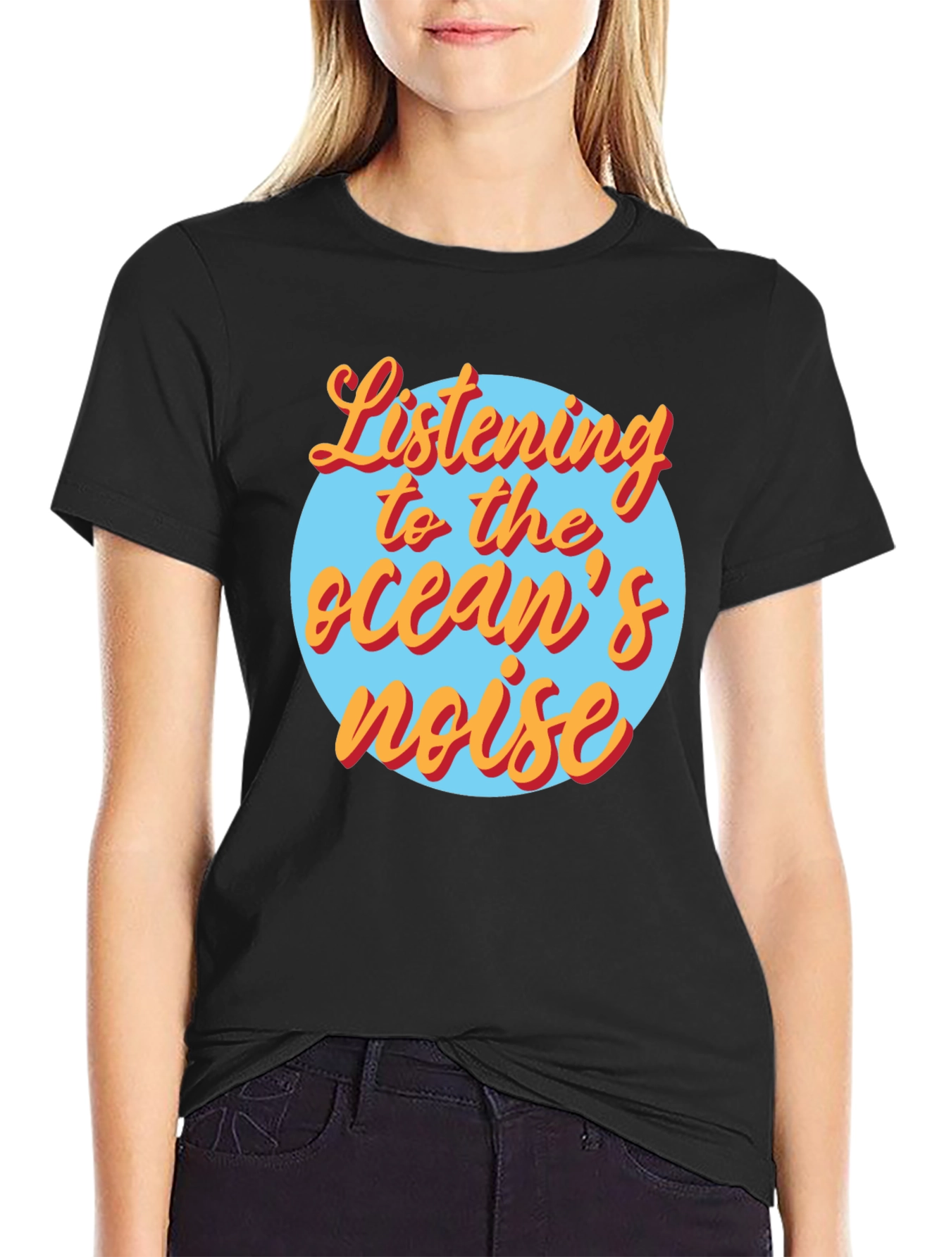 Black Listening to the Ocean's Noise Graphic Tee view 2