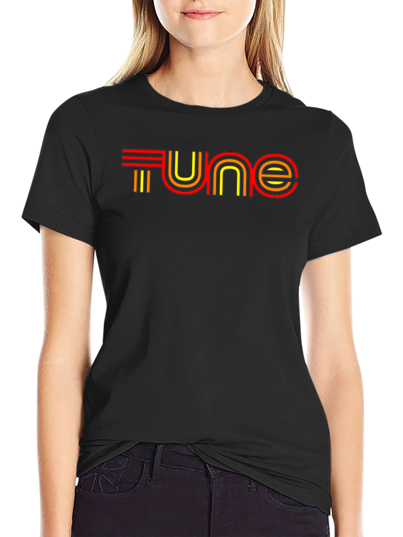 Black Retro Tune T-Shirt - Black Cotton Blend view 2