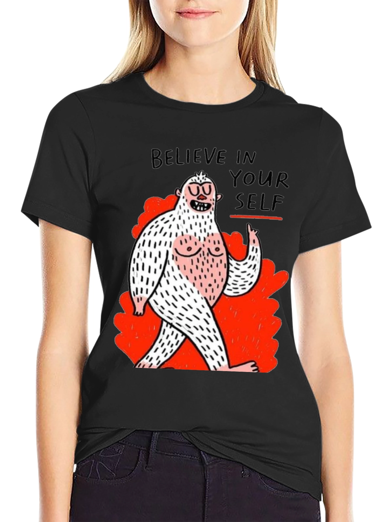 Black Believe In Yourself Funny Graphic Tee view 2