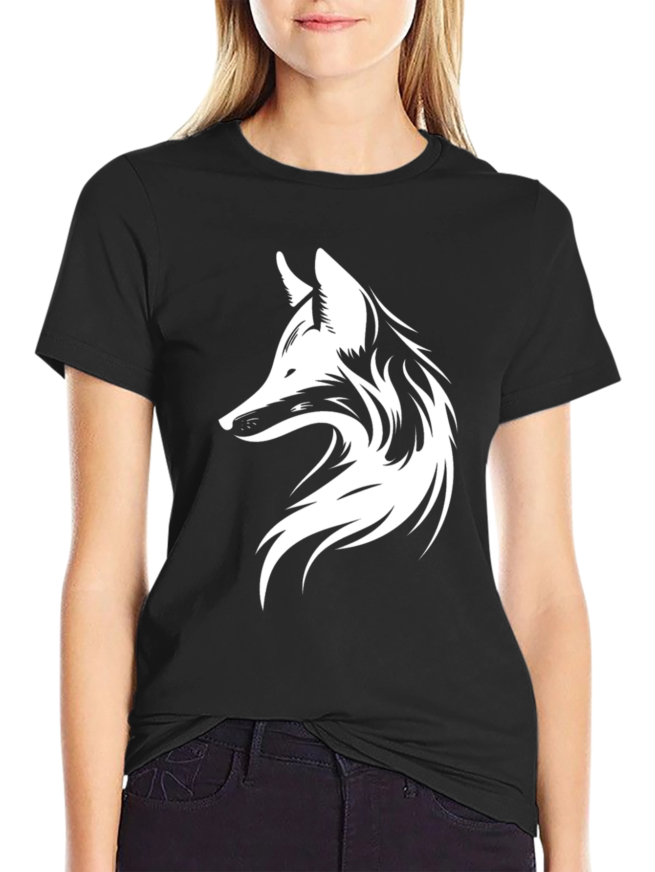 Black Fox Graphic Print Men's Black T-Shirt view 2
