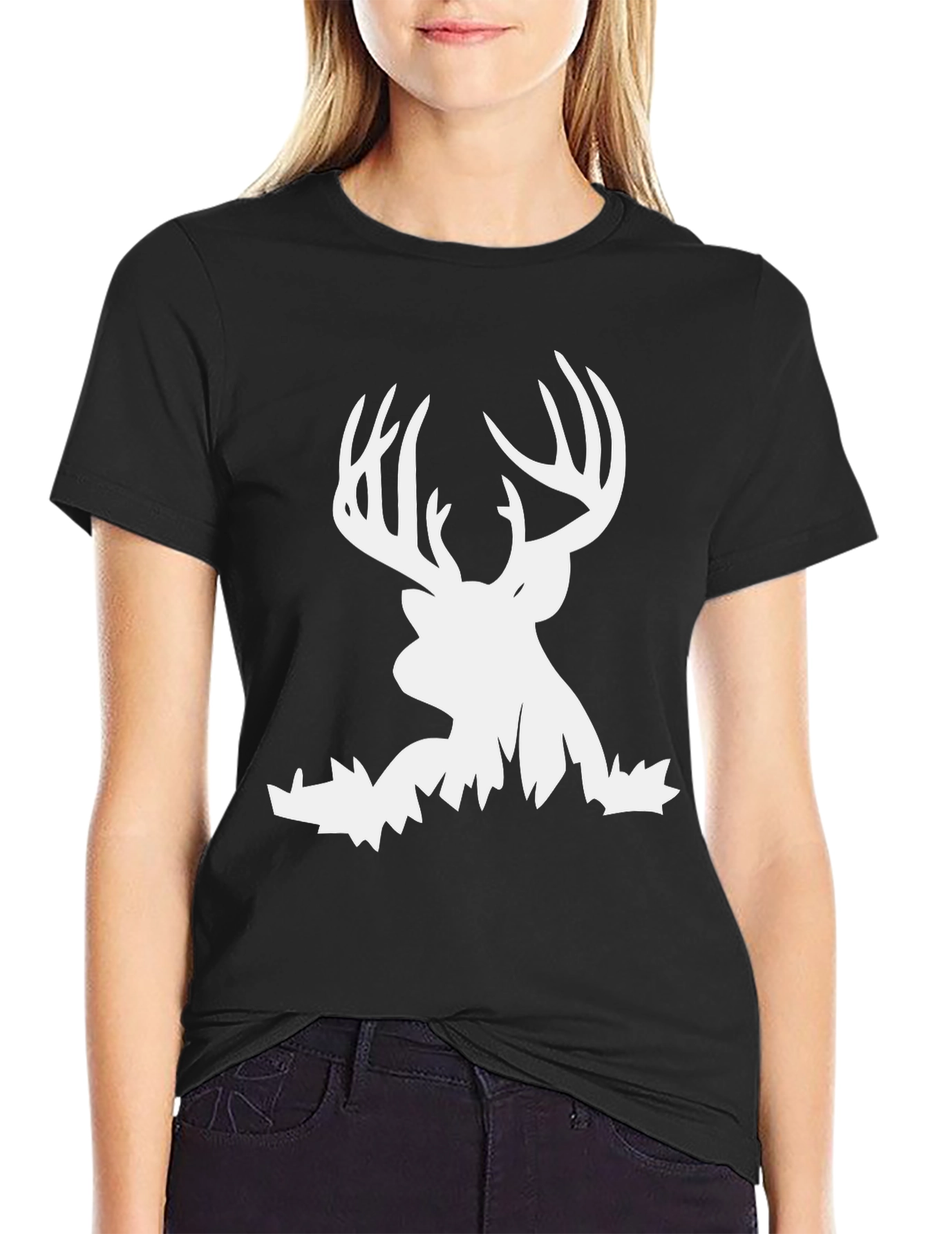 Black Deer Head Graphic Tee - Men's Black T-Shirt view 2