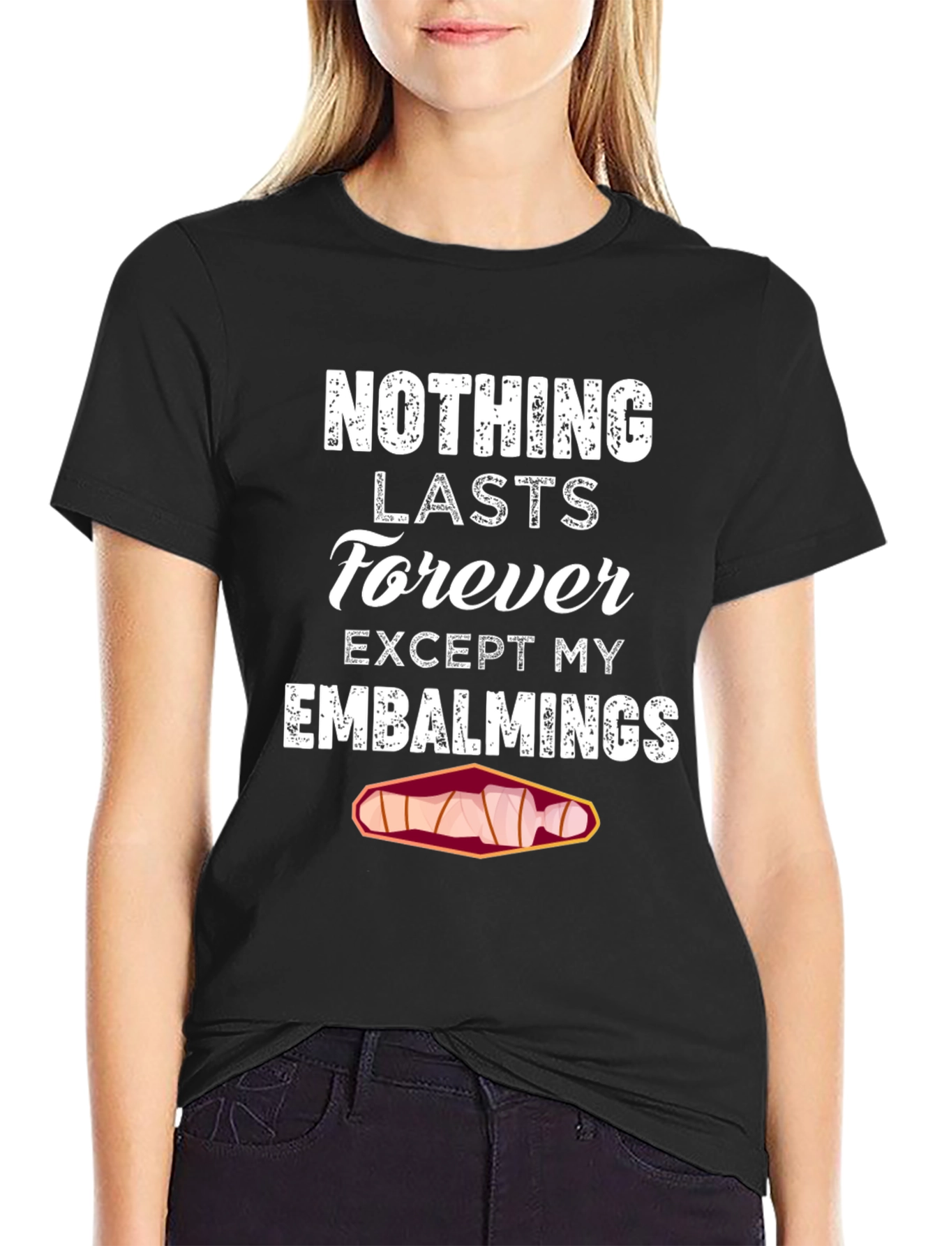 Black Nothing Lasts Forever Embalming T-Shirt view 2