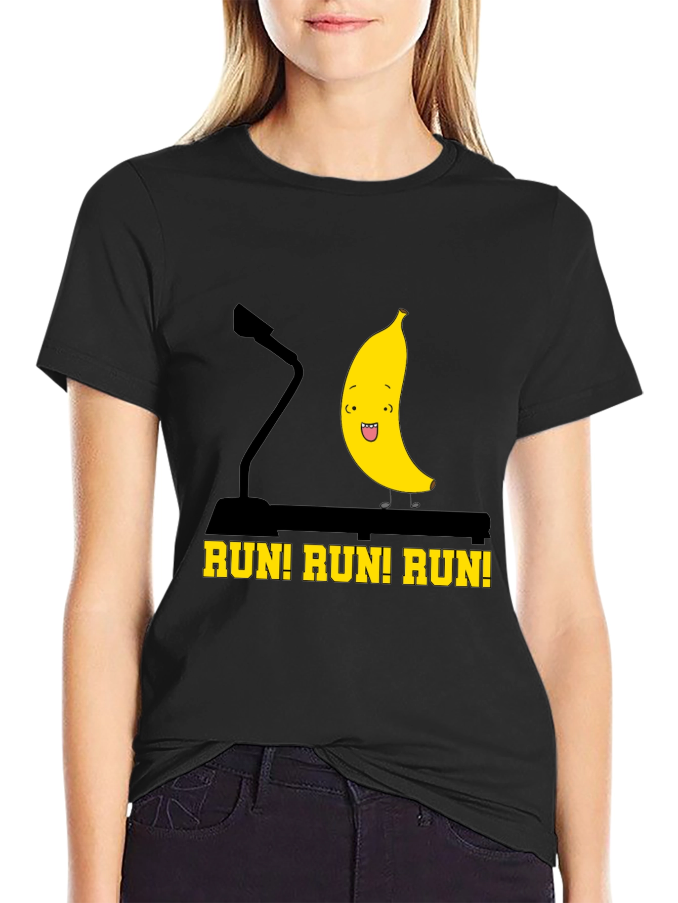 Black Run Banana Run Funny Graphic Tee view 2