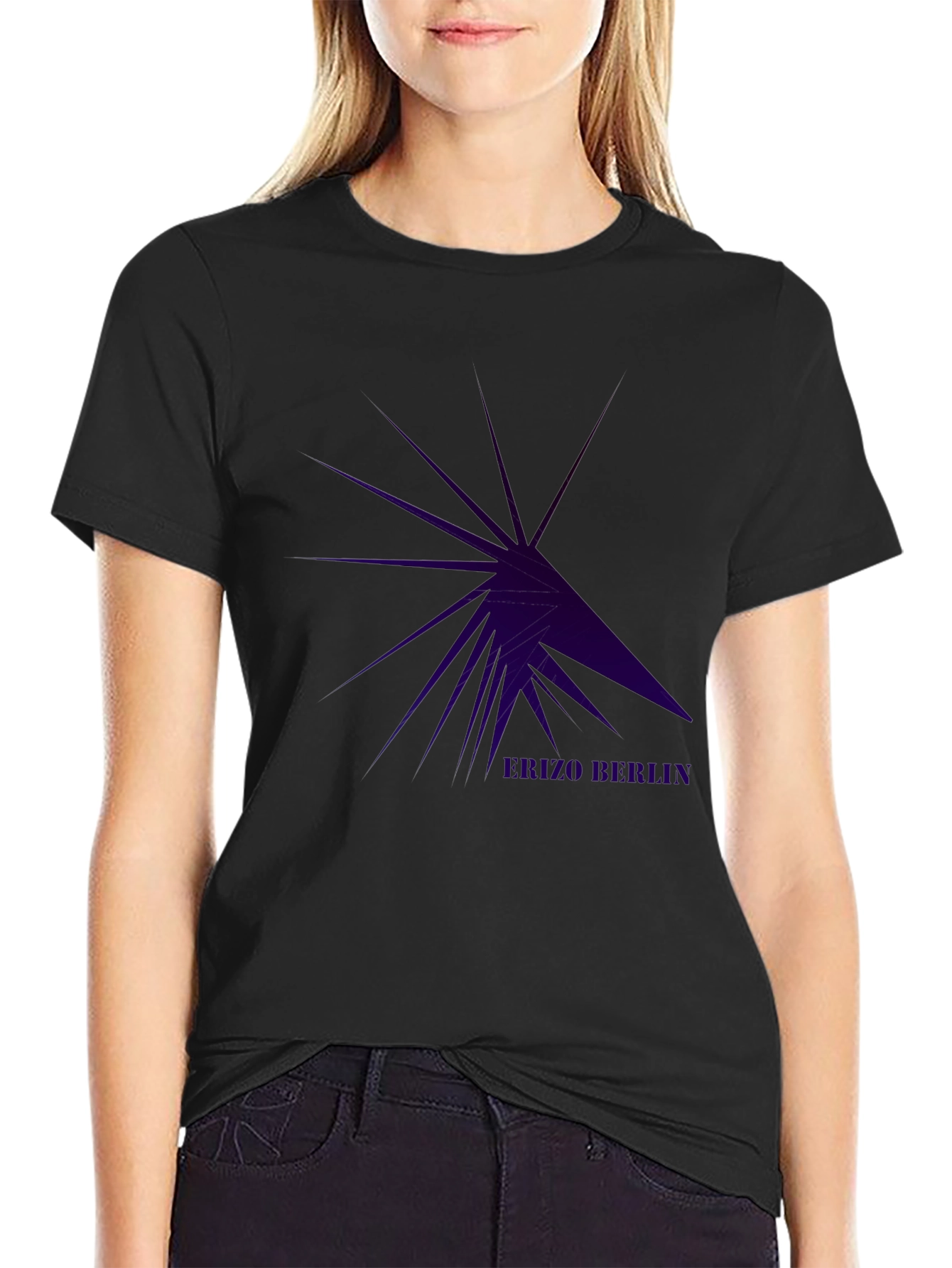 Black Geometric Star Burst T-Shirt view 2