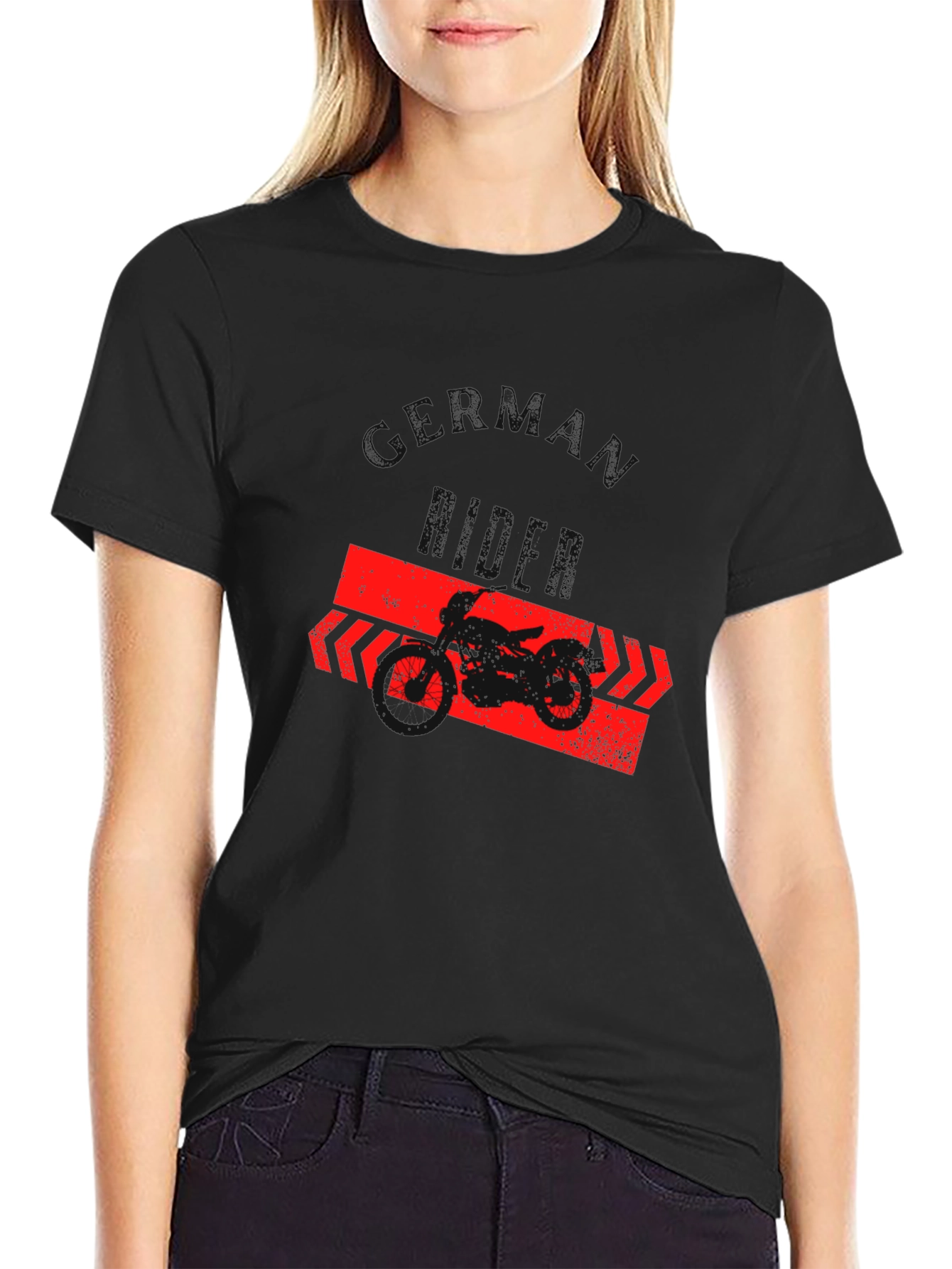 Black German Rider T-Shirt - Black, Motorcycle Graphic Tee view 2