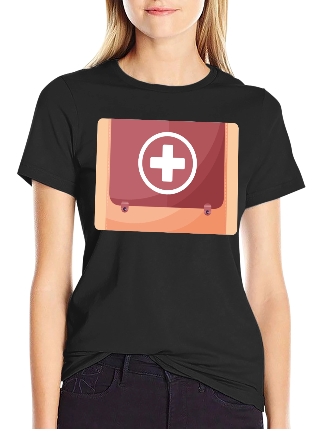 Black First Aid Kit Graphic Black Tee view 2